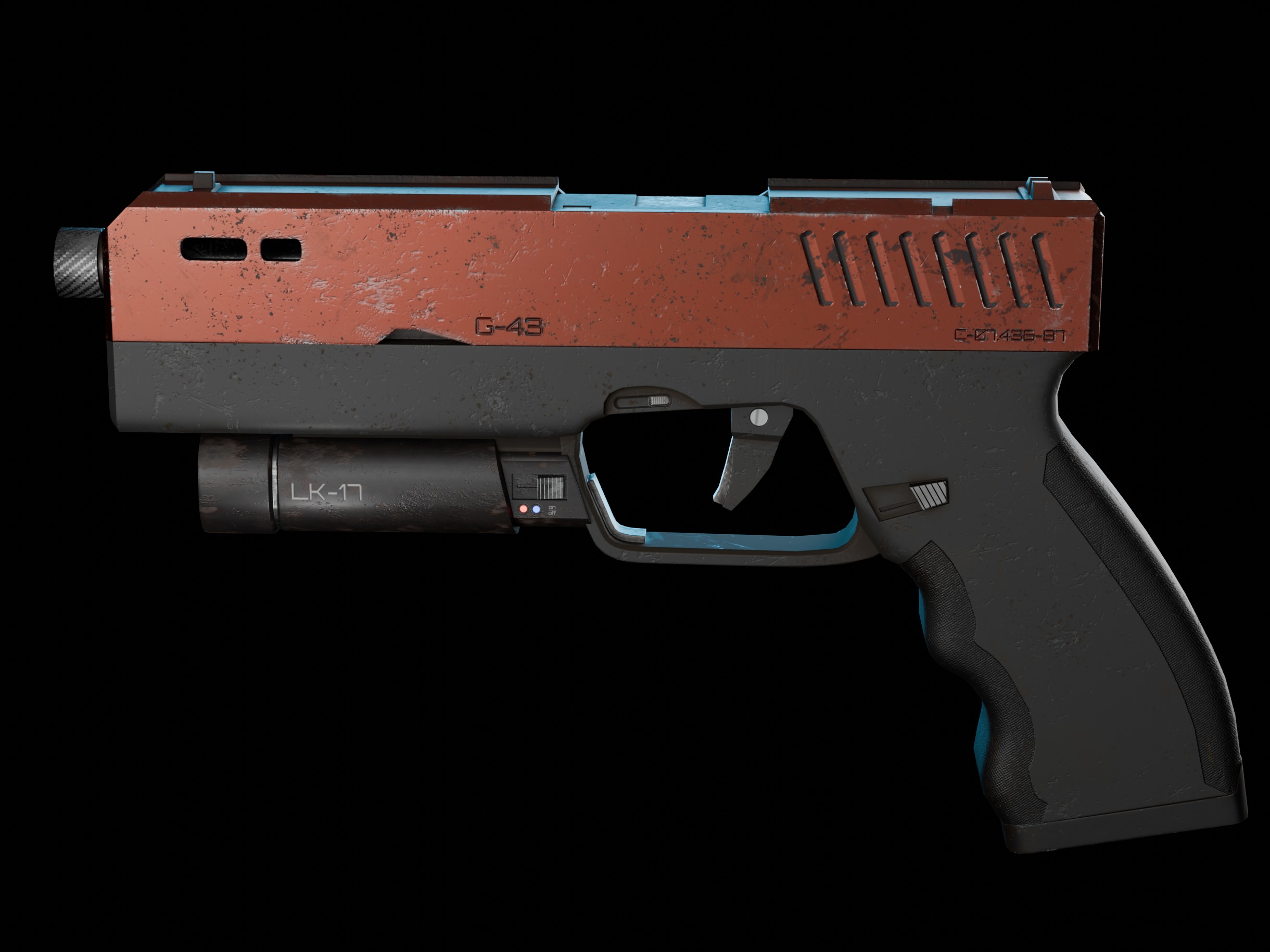 Modern Sci-fi Pistol Low-poly 3D model_13