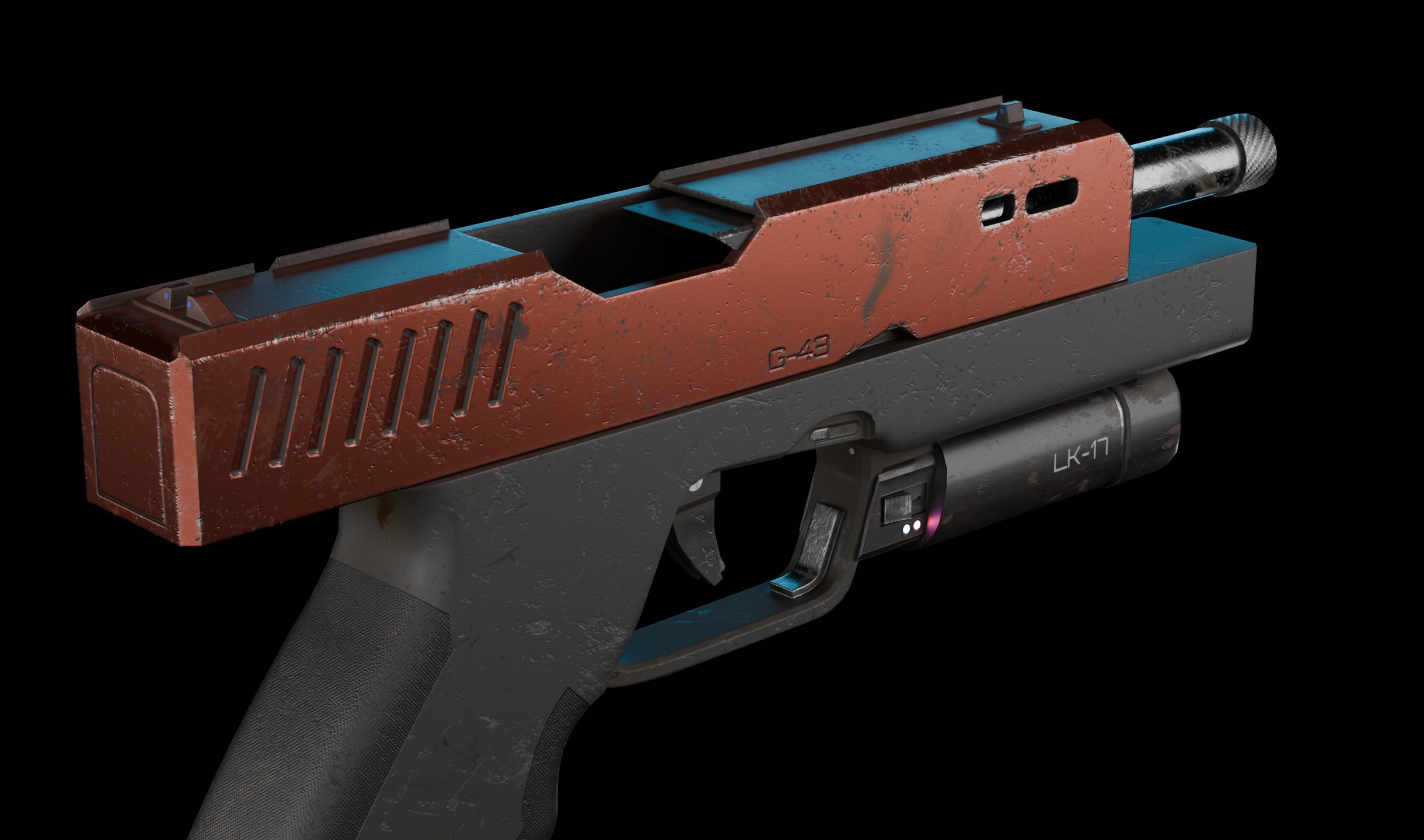Modern Sci-fi Pistol Low-poly 3D model_4