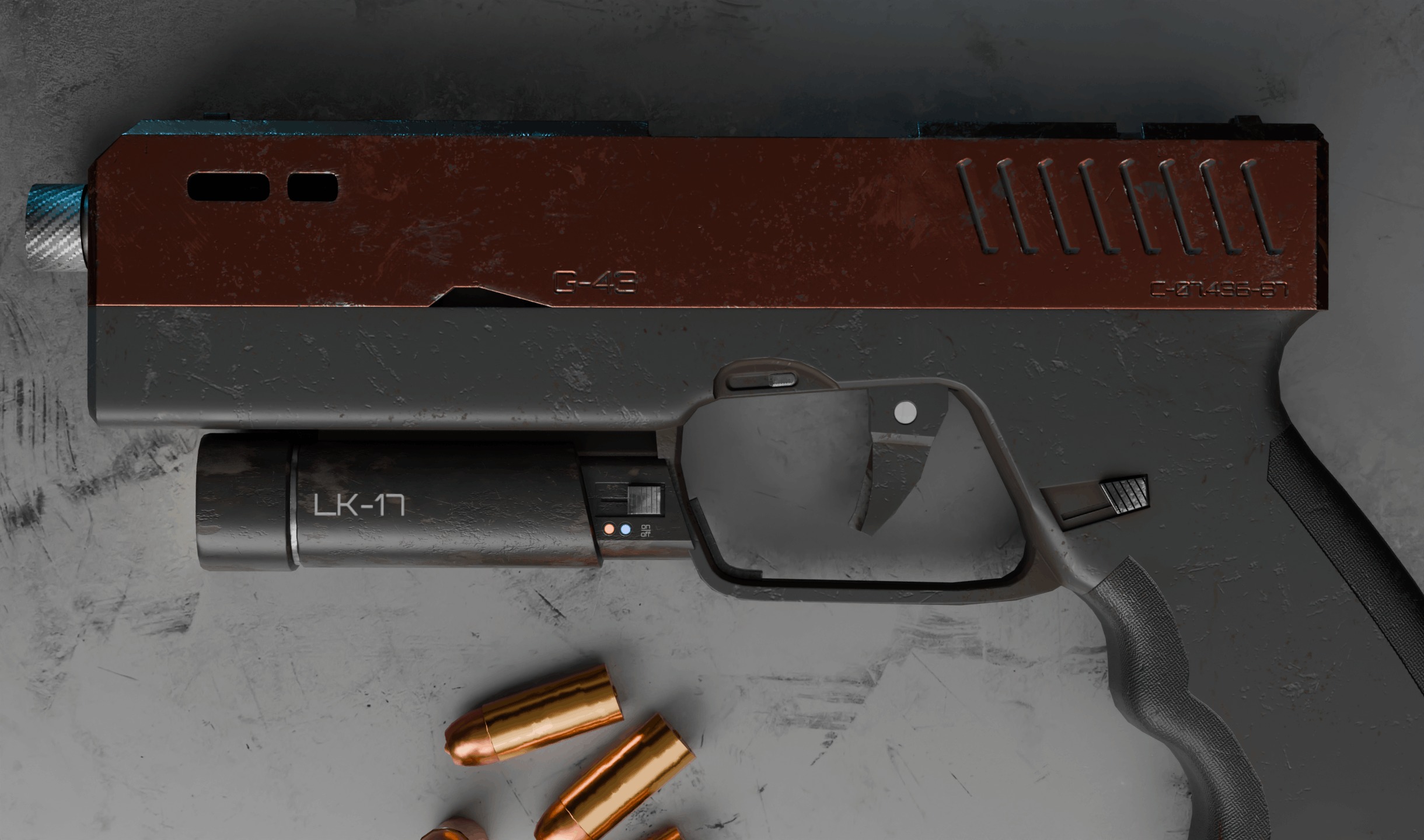 Modern Sci-fi Pistol Low-poly 3D model_18