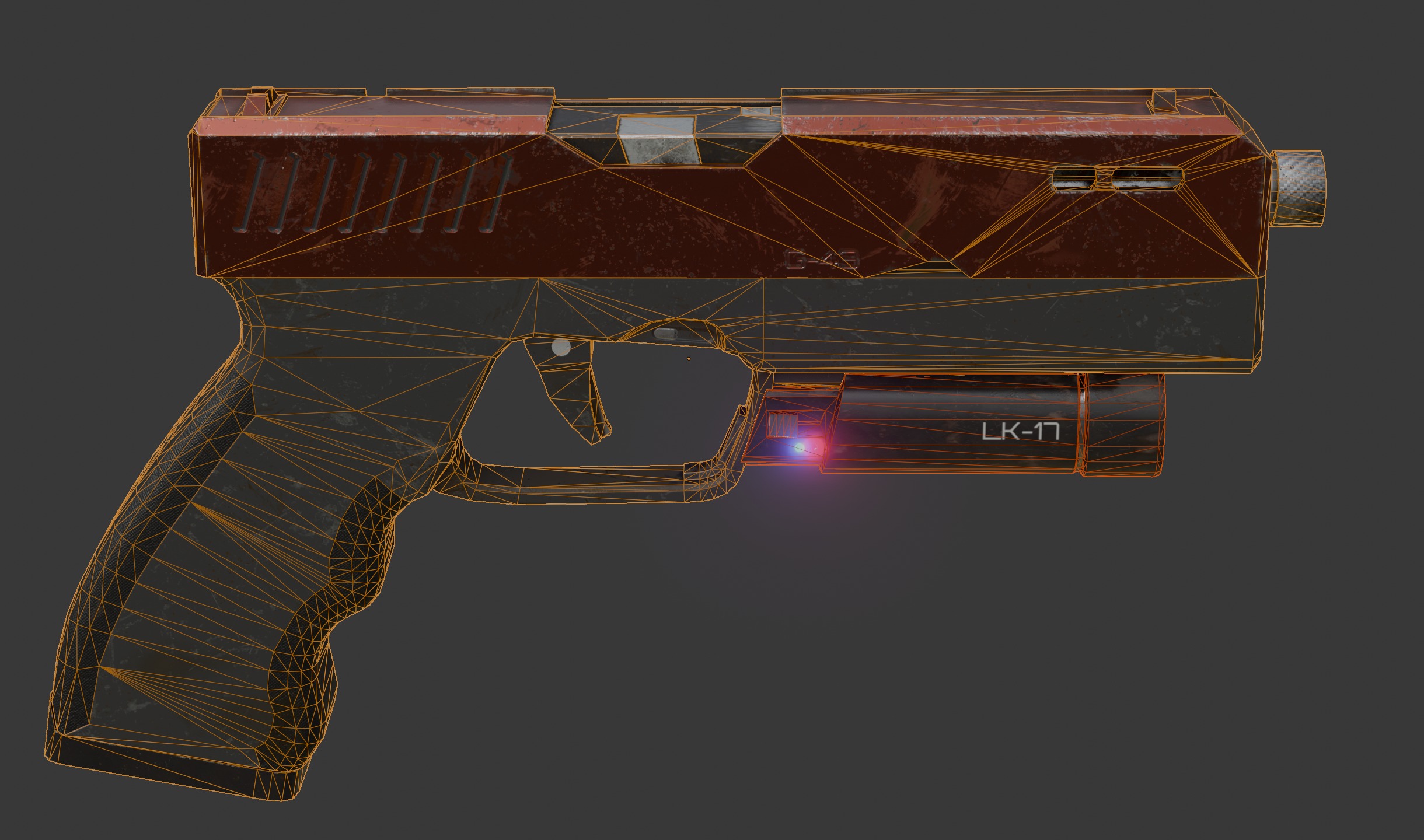 Modern Sci-fi Pistol Low-poly 3D model_16