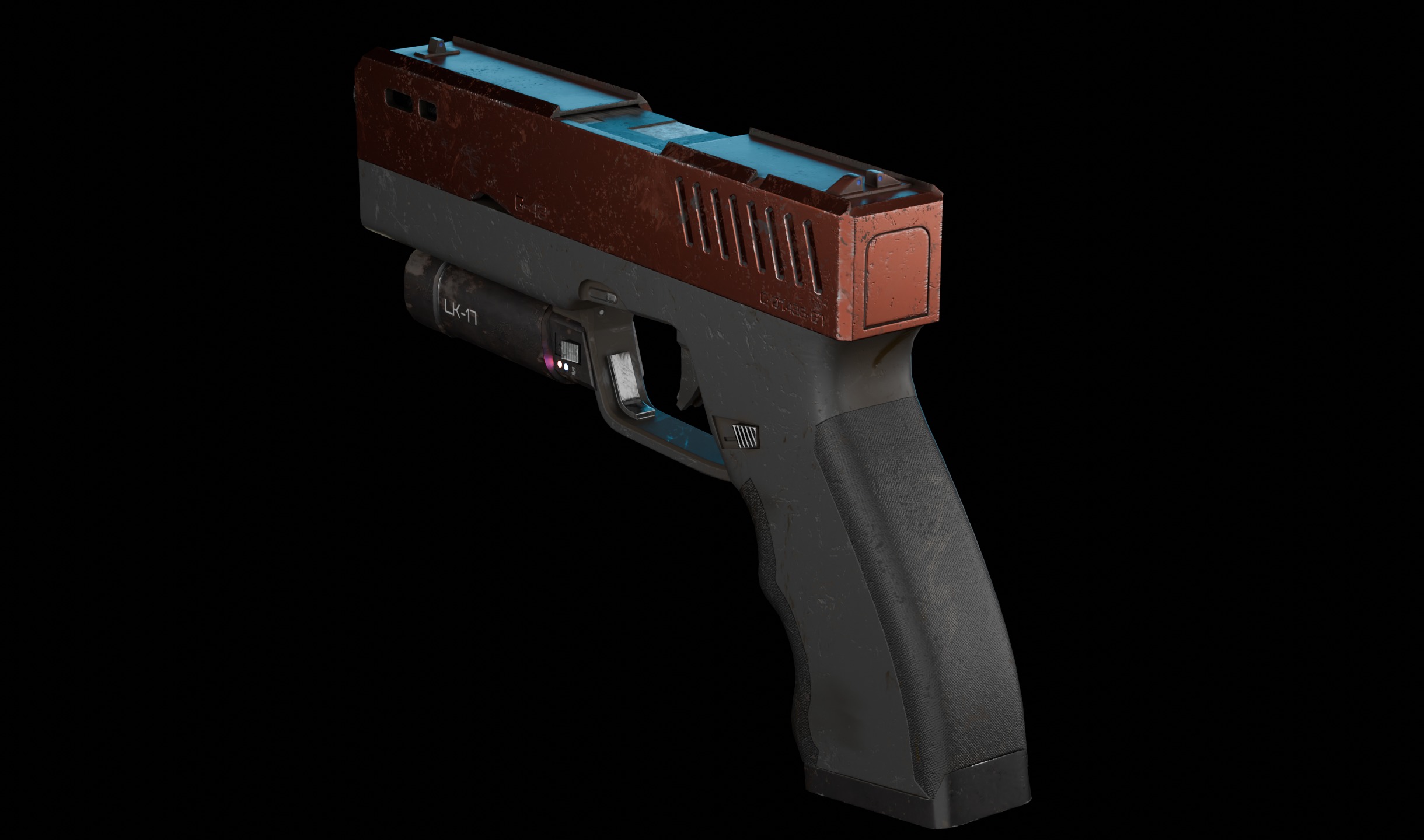 Modern Sci-fi Pistol Low-poly 3D model_19