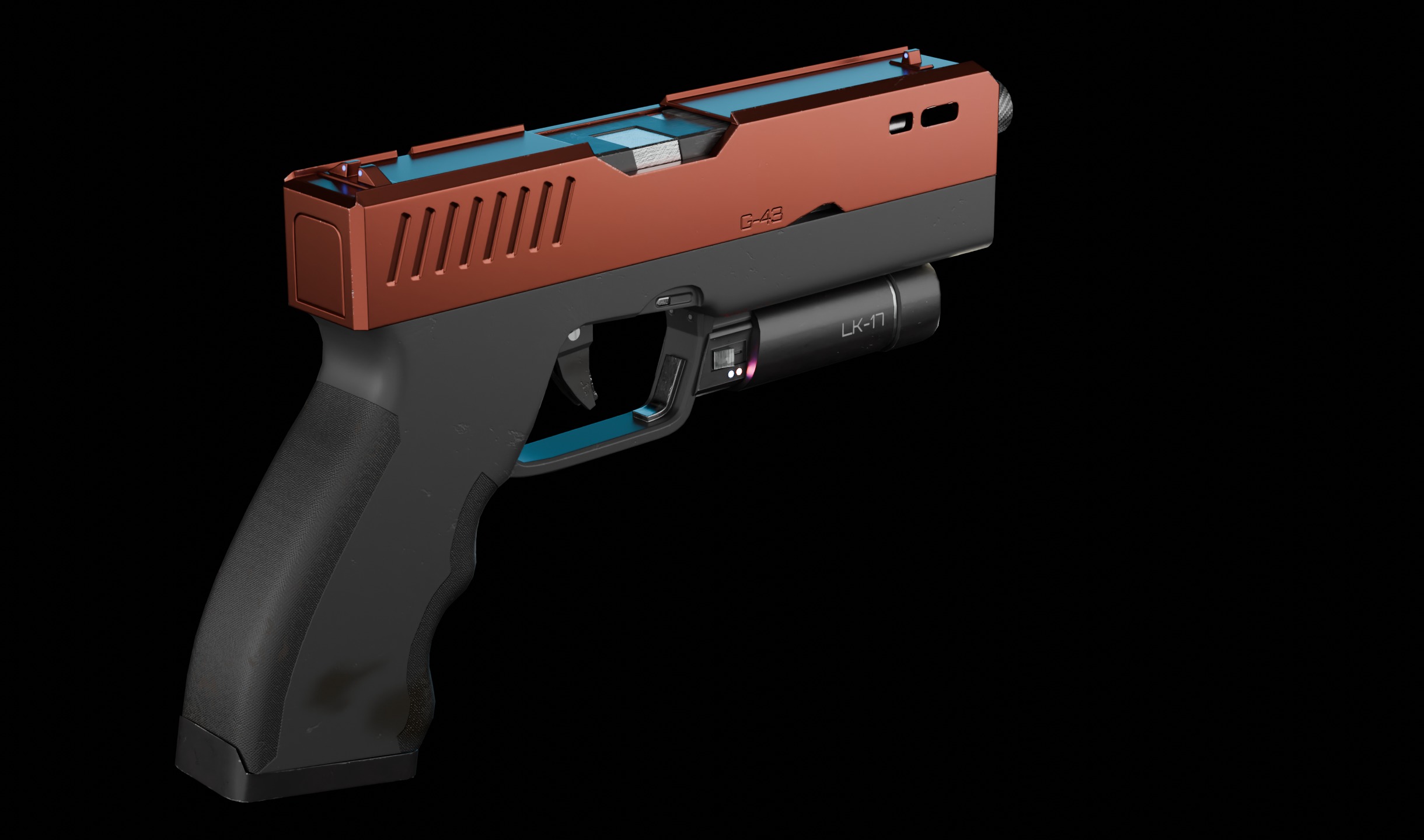 Modern Sci-fi Pistol Low-poly 3D model_3