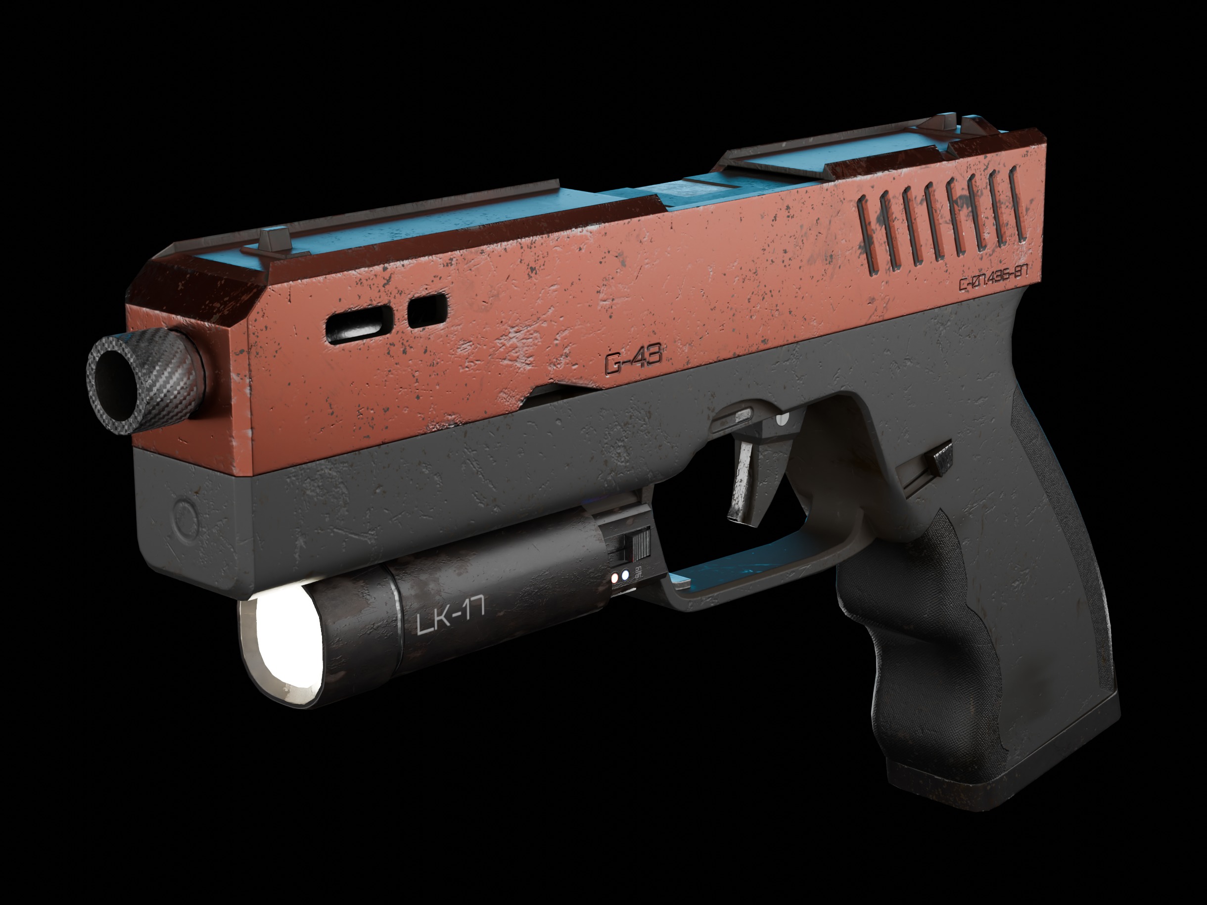Modern Sci-fi Pistol Low-poly 3D model_8