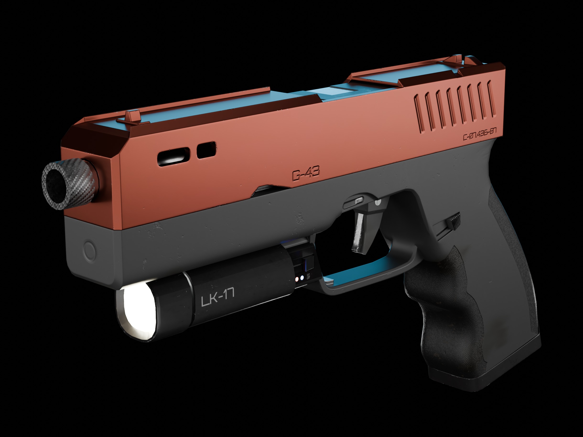 Modern Sci-fi Pistol Low-poly 3D model_7