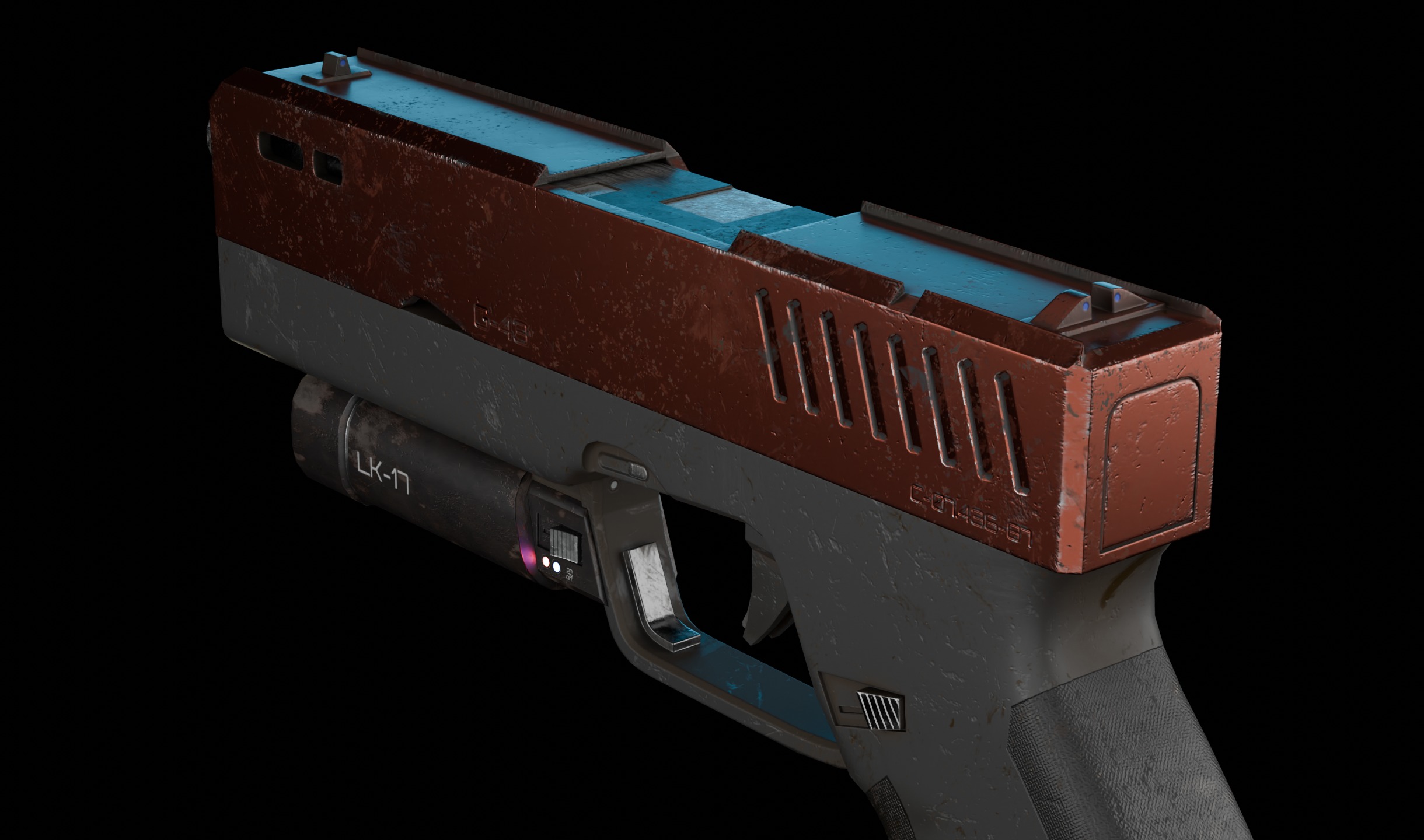 Modern Sci-fi Pistol Low-poly 3D model_6