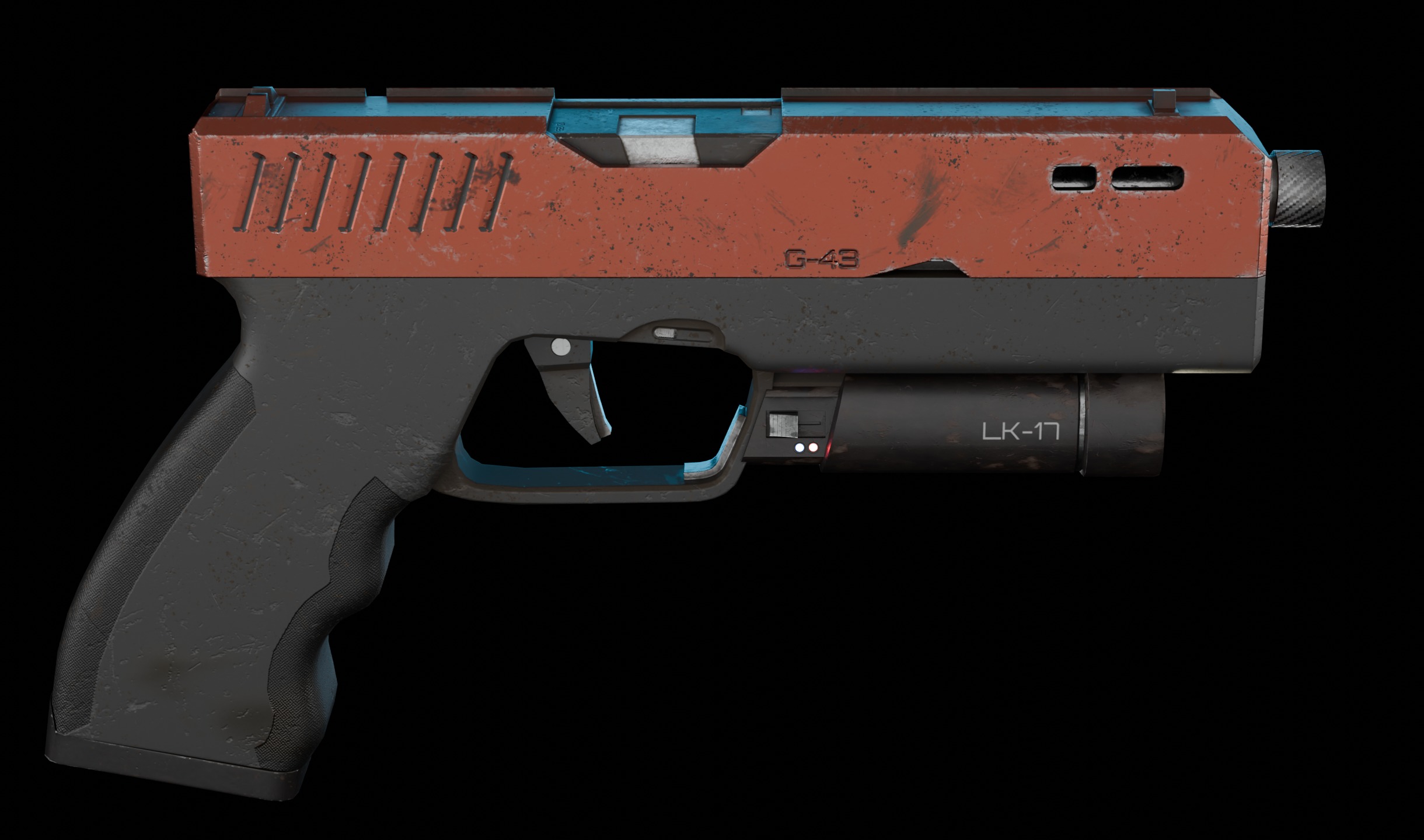 Modern Sci-fi Pistol Low-poly 3D model_10
