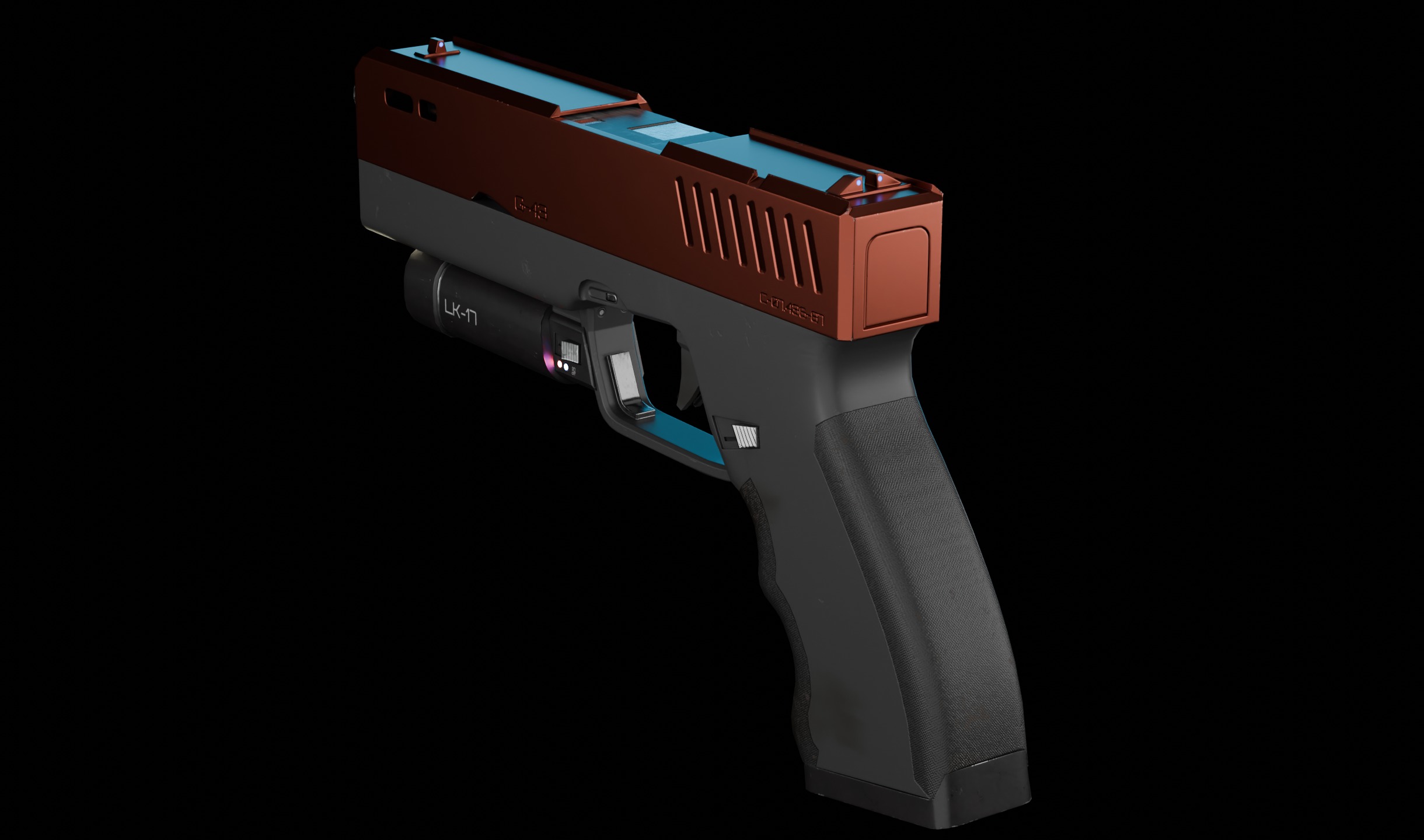 Modern Sci-fi Pistol Low-poly 3D model_20