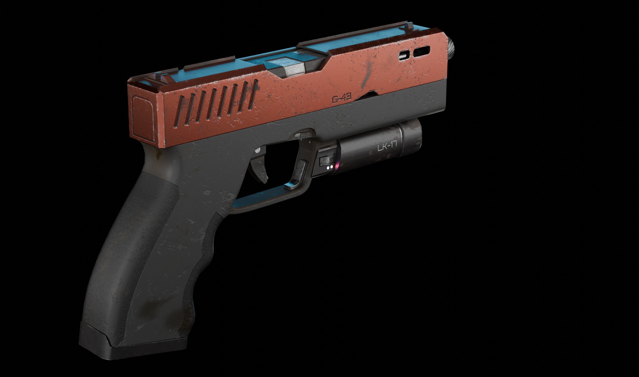 Modern Sci-fi Pistol Low-poly 3D model_2