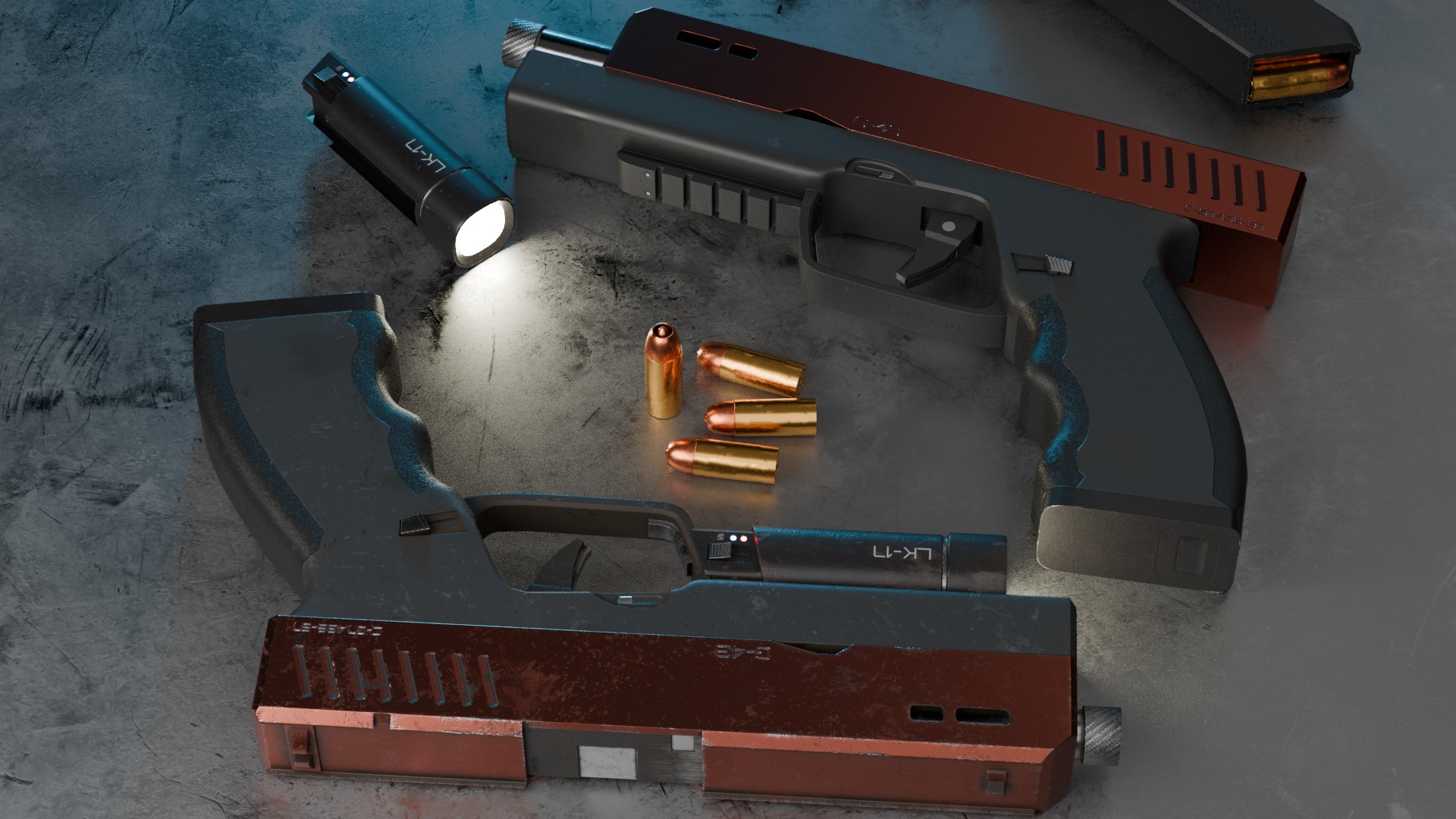 Modern Sci-fi Pistol Low-poly 3D model_15