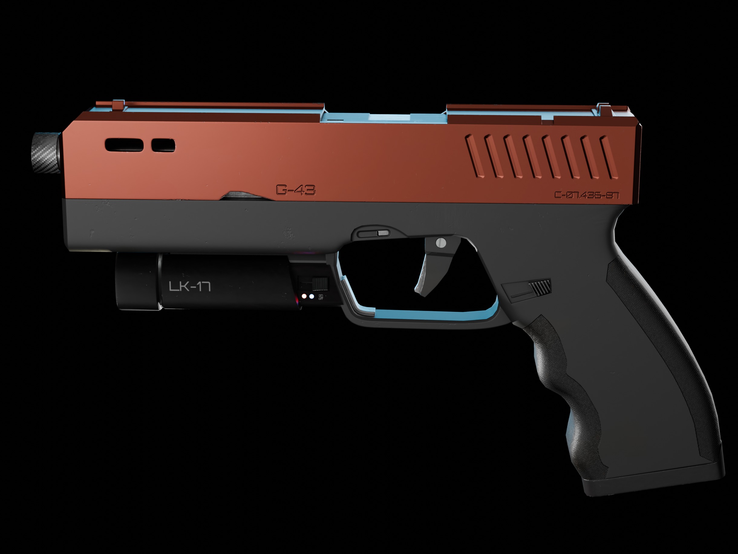 Modern Sci-fi Pistol Low-poly 3D model_14