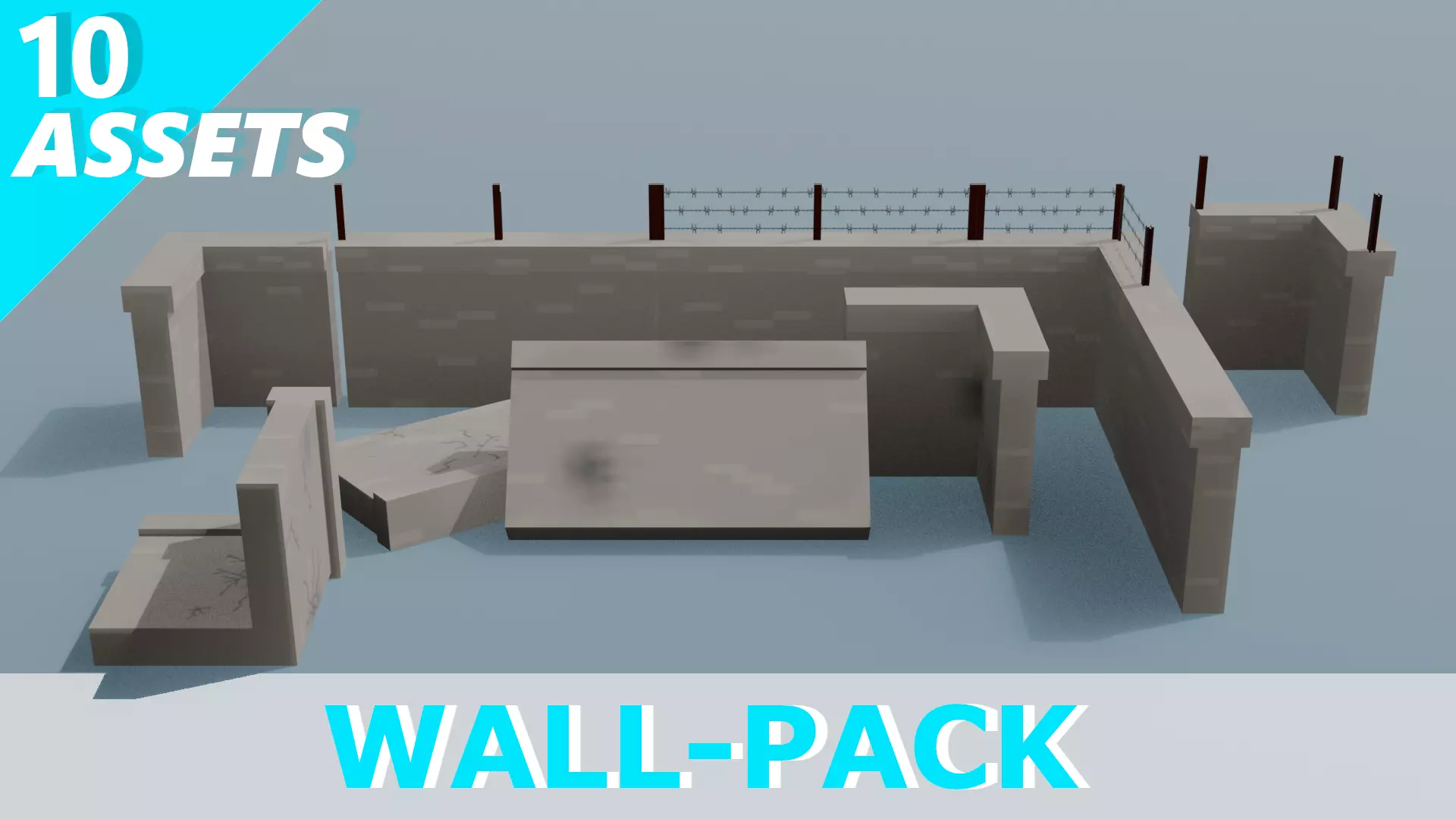Defense wall pack - Low poly - Game Asset Low-poly 3D model_0