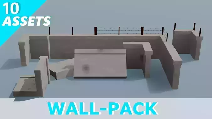 Defense wall pack - Low poly - Game Asset
