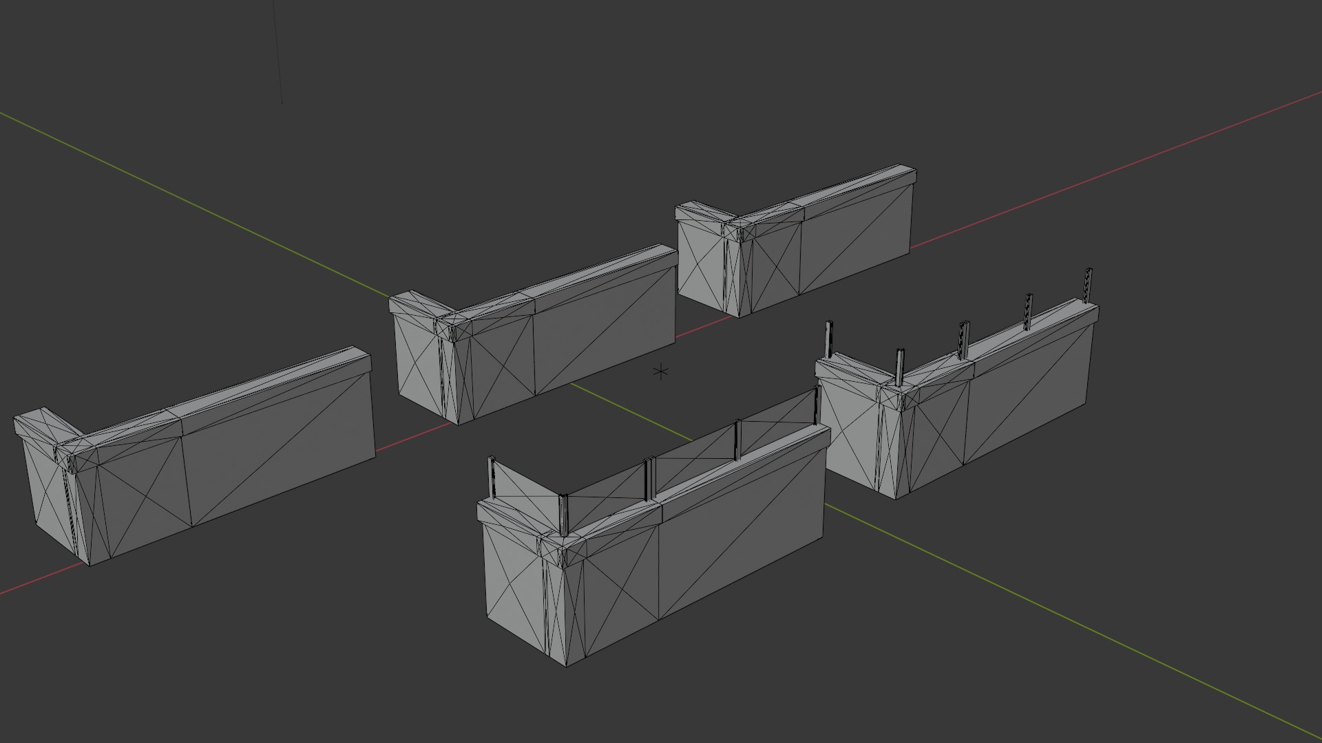 Defense wall pack - Low poly - Game Asset Low-poly 3D model_7