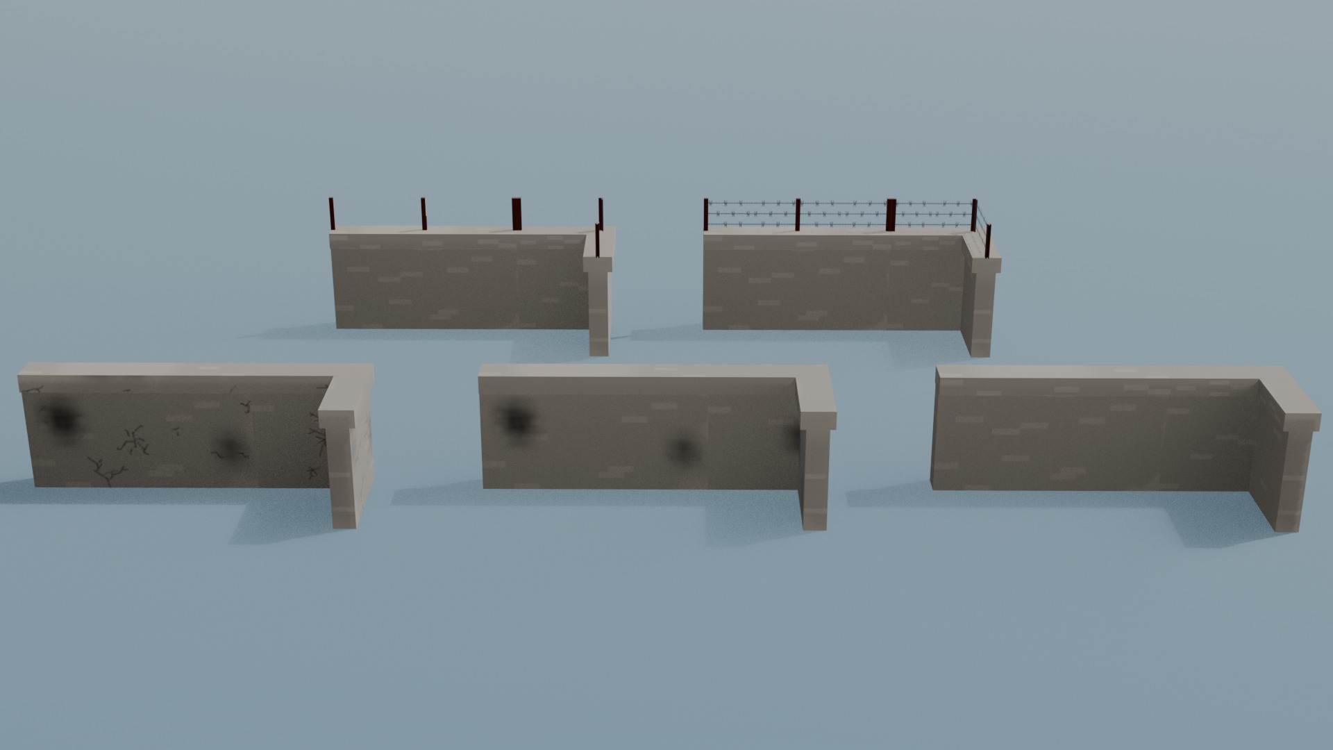 Defense wall pack - Low poly - Game Asset Low-poly 3D model_1