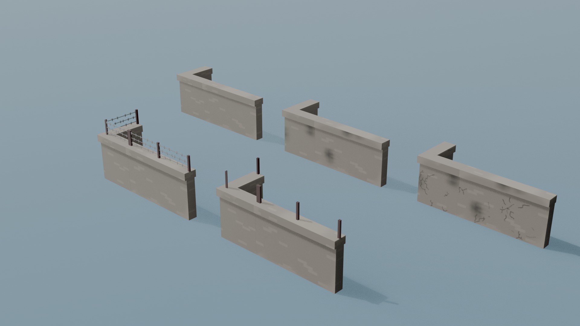 Defense wall pack - Low poly - Game Asset Low-poly 3D model_2
