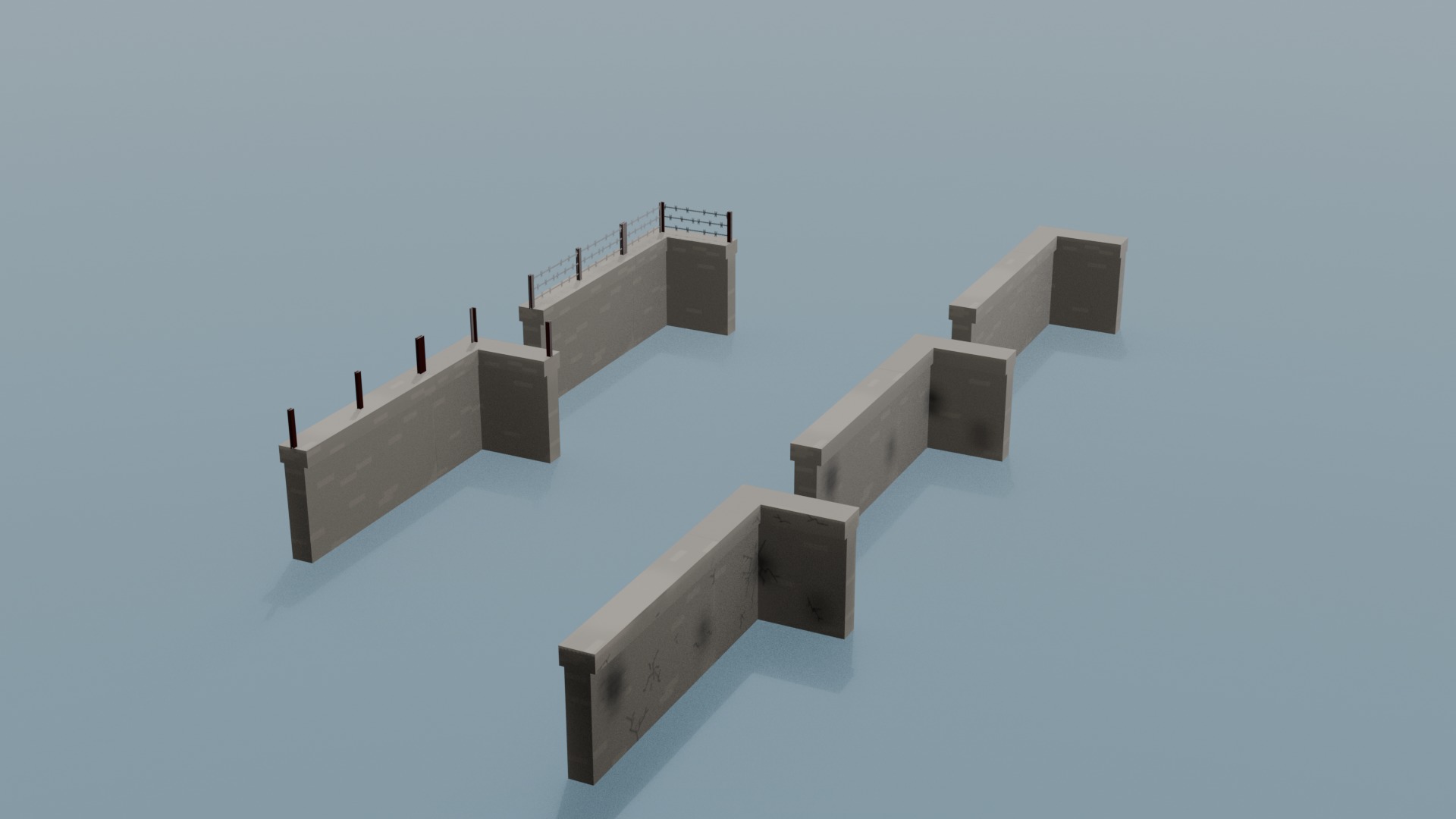 Defense wall pack - Low poly - Game Asset Low-poly 3D model_3