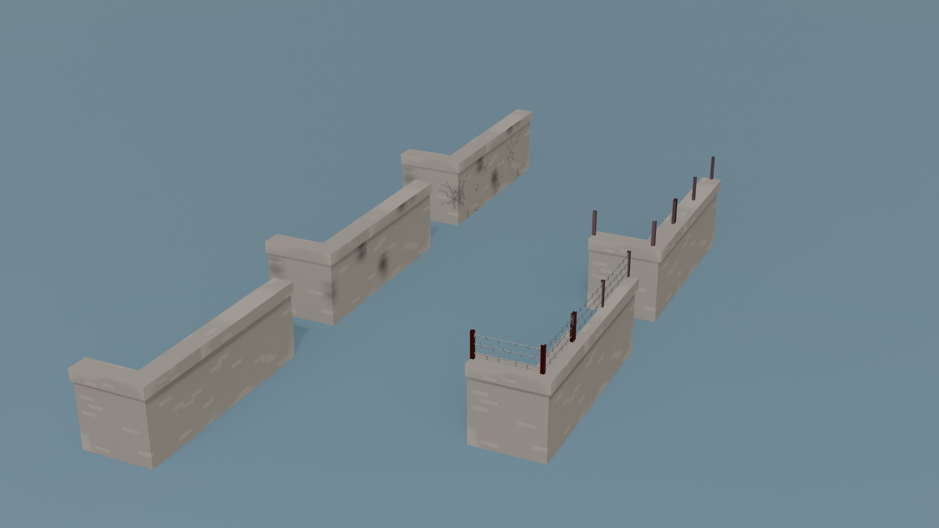 Defense wall pack - Low poly - Game Asset Low-poly 3D model_4