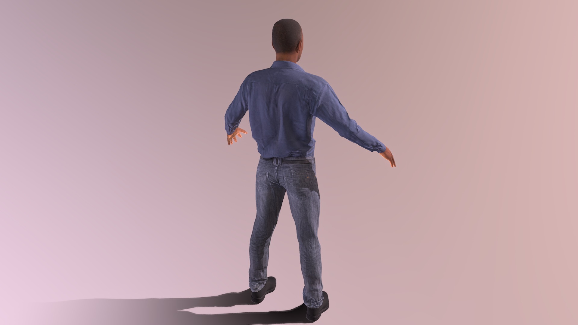 Generic Black Human Male Low-poly 3D model_3