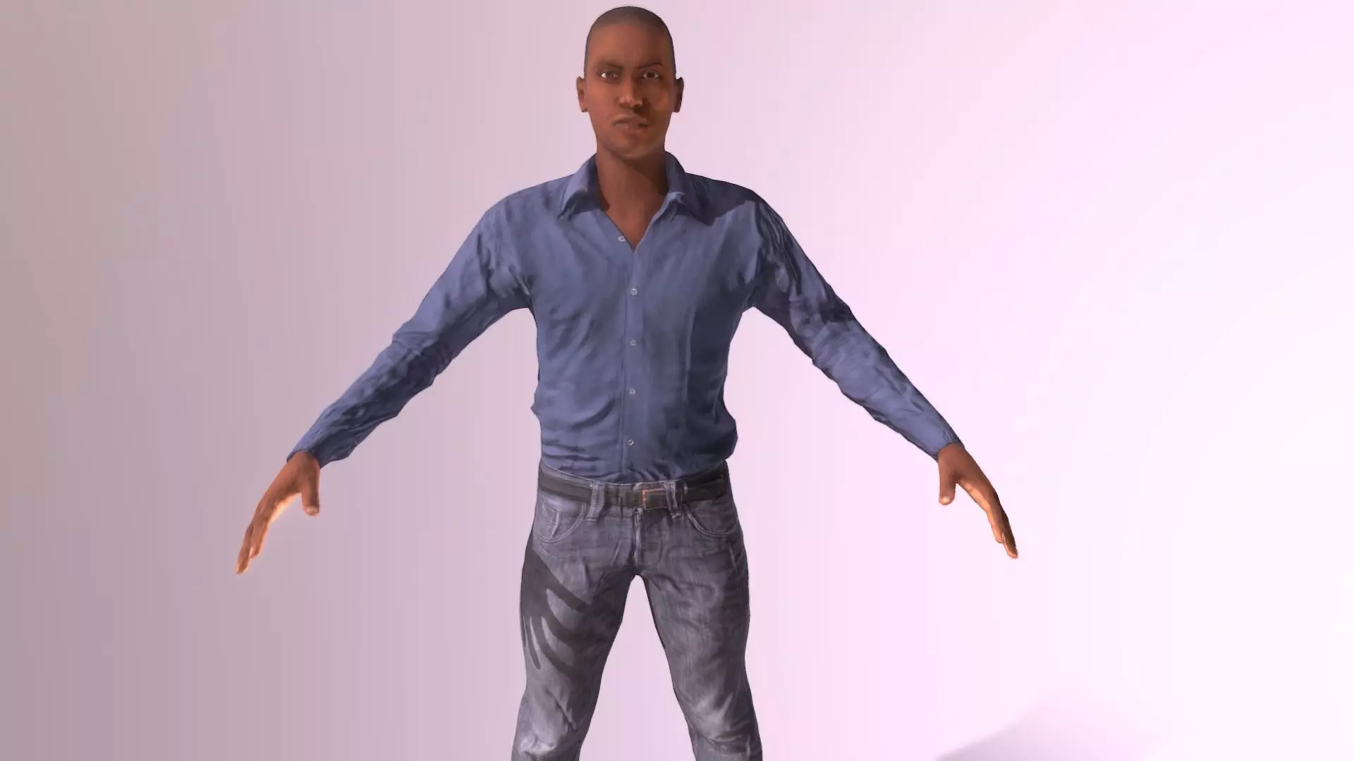 Generic Black Human Male Low-poly 3D model_0