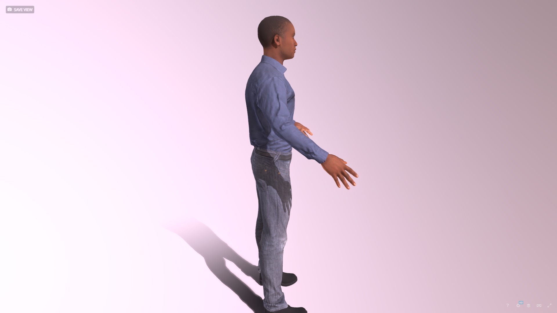Generic Black Human Male Low-poly 3D model_2