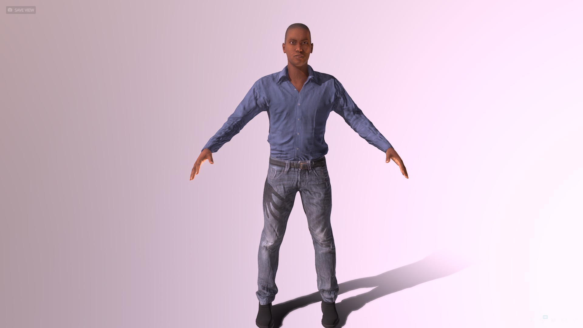 Generic Black Human Male Low-poly 3D model_6