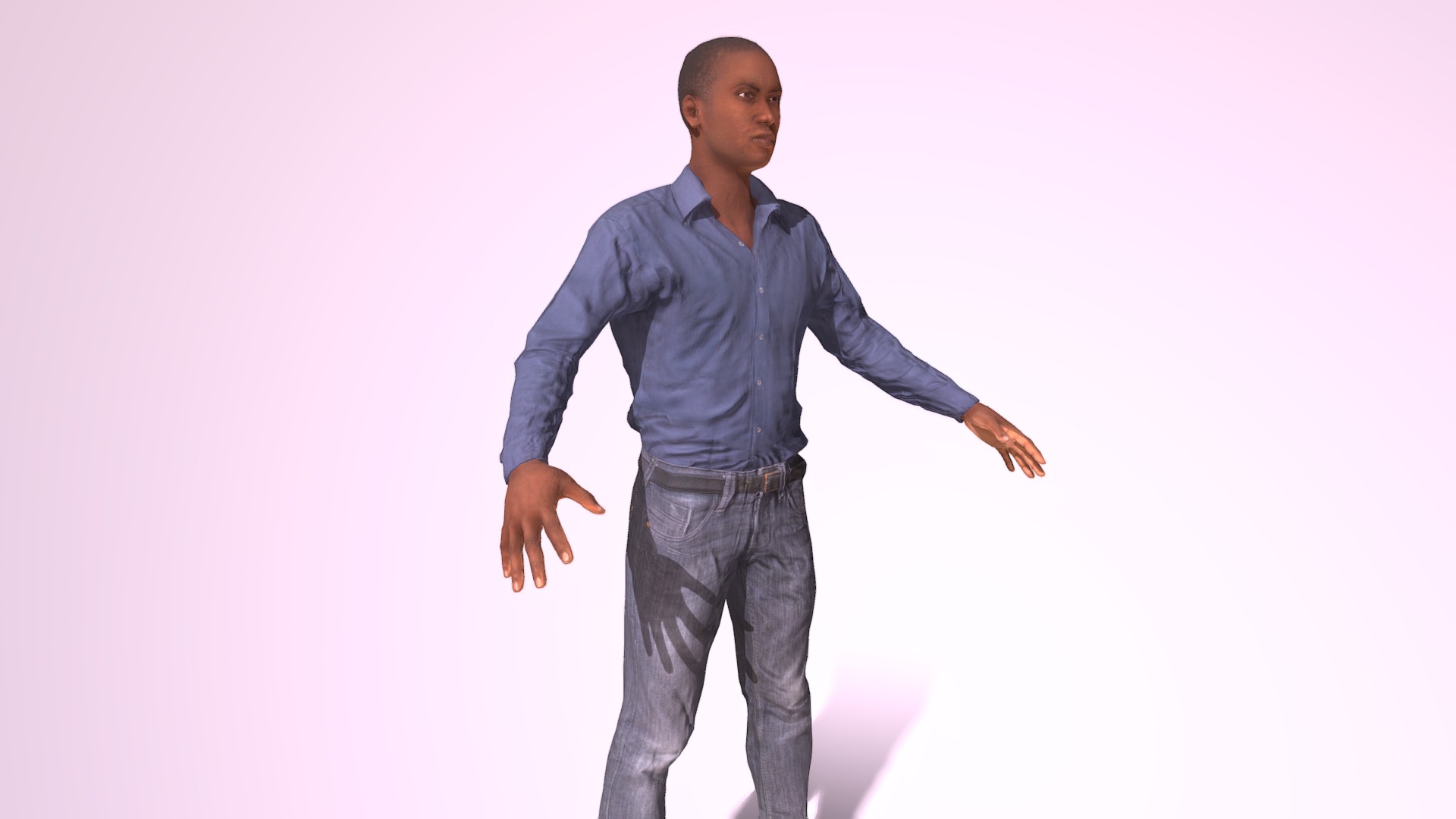 Generic Black Human Male Low-poly 3D model_1