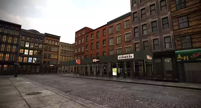 NYC SoHo Architecture City Block  Low-poly 3D model