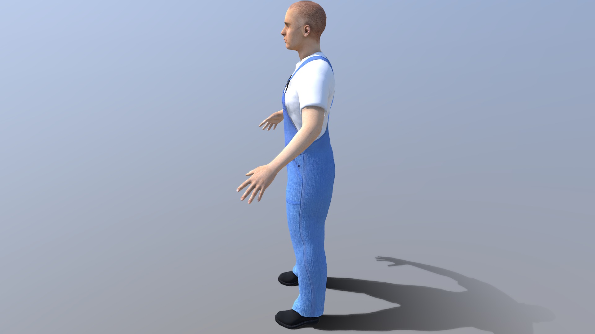 Farmer Man Worksuit Low-poly 3D model_3