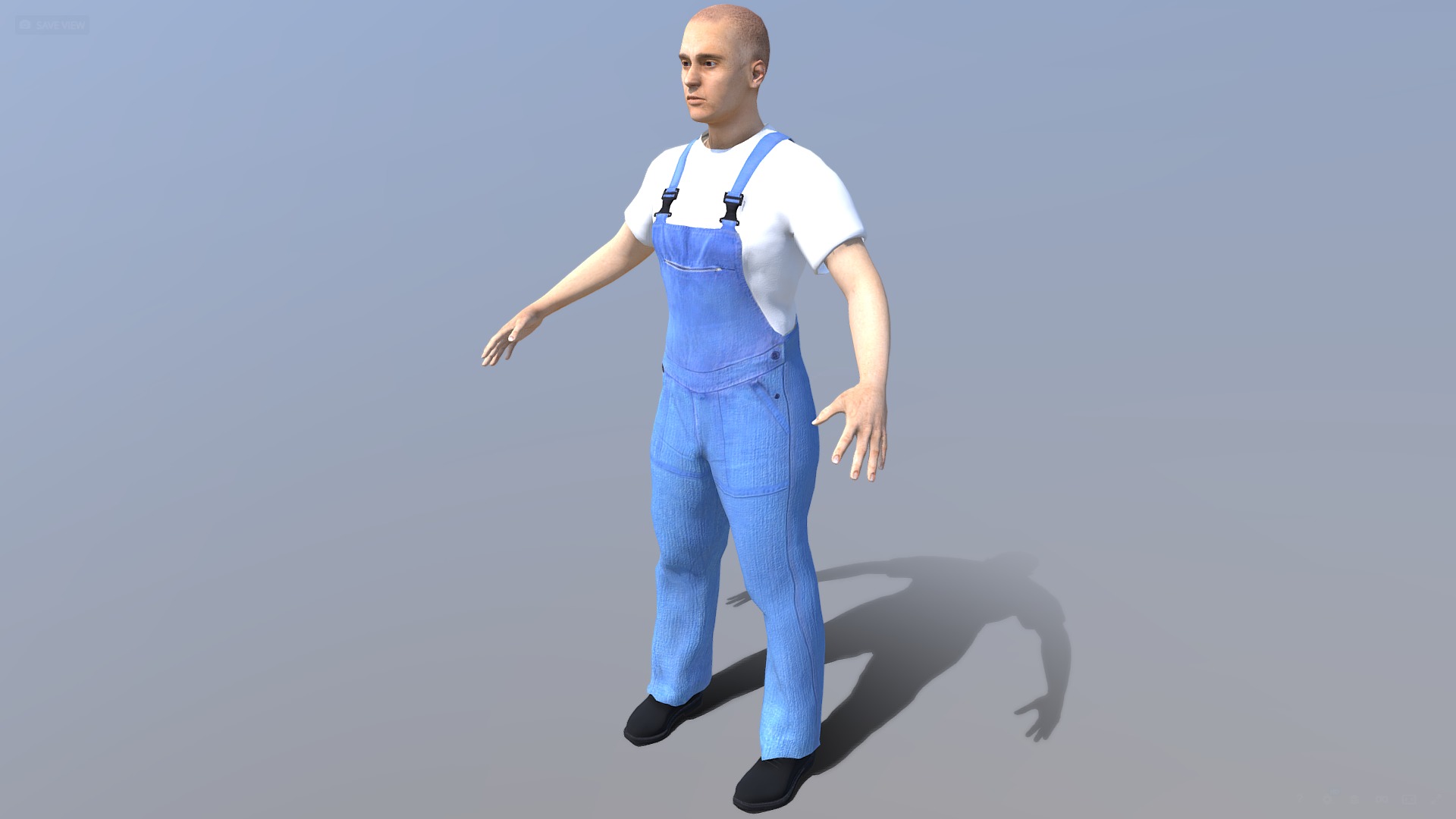 Farmer Man Worksuit Low-poly 3D model_4