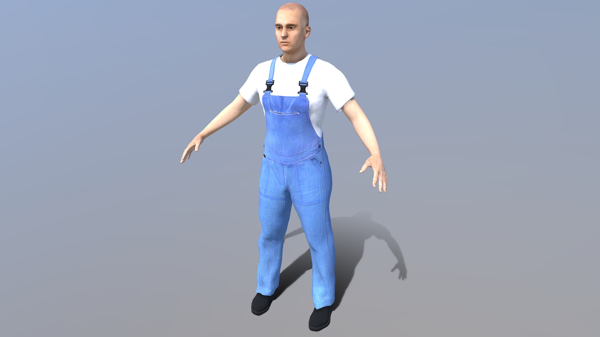 Farmer Man Worksuit Low-poly 3D model_5