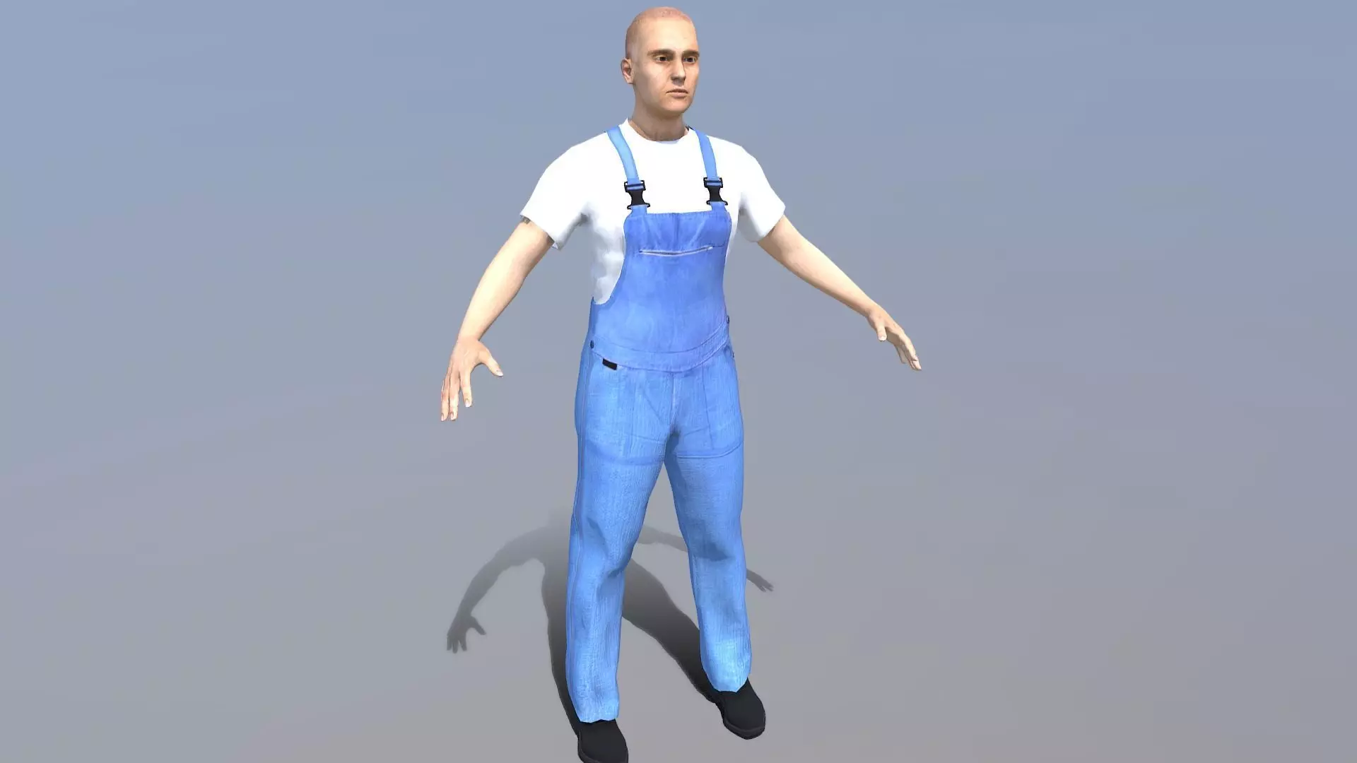 Farmer Man Worksuit Low-poly 3D model_0