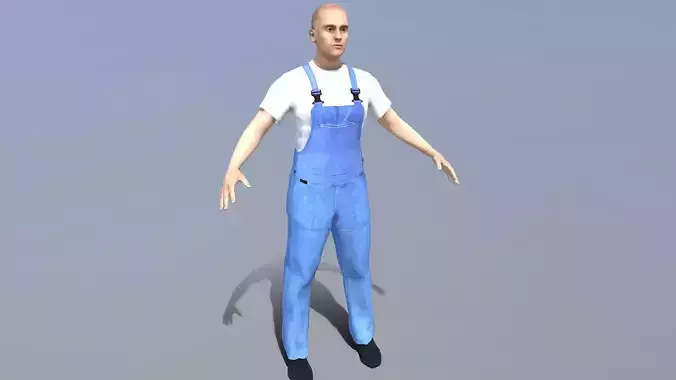 Farmer Man Worksuit Low-poly 3D model