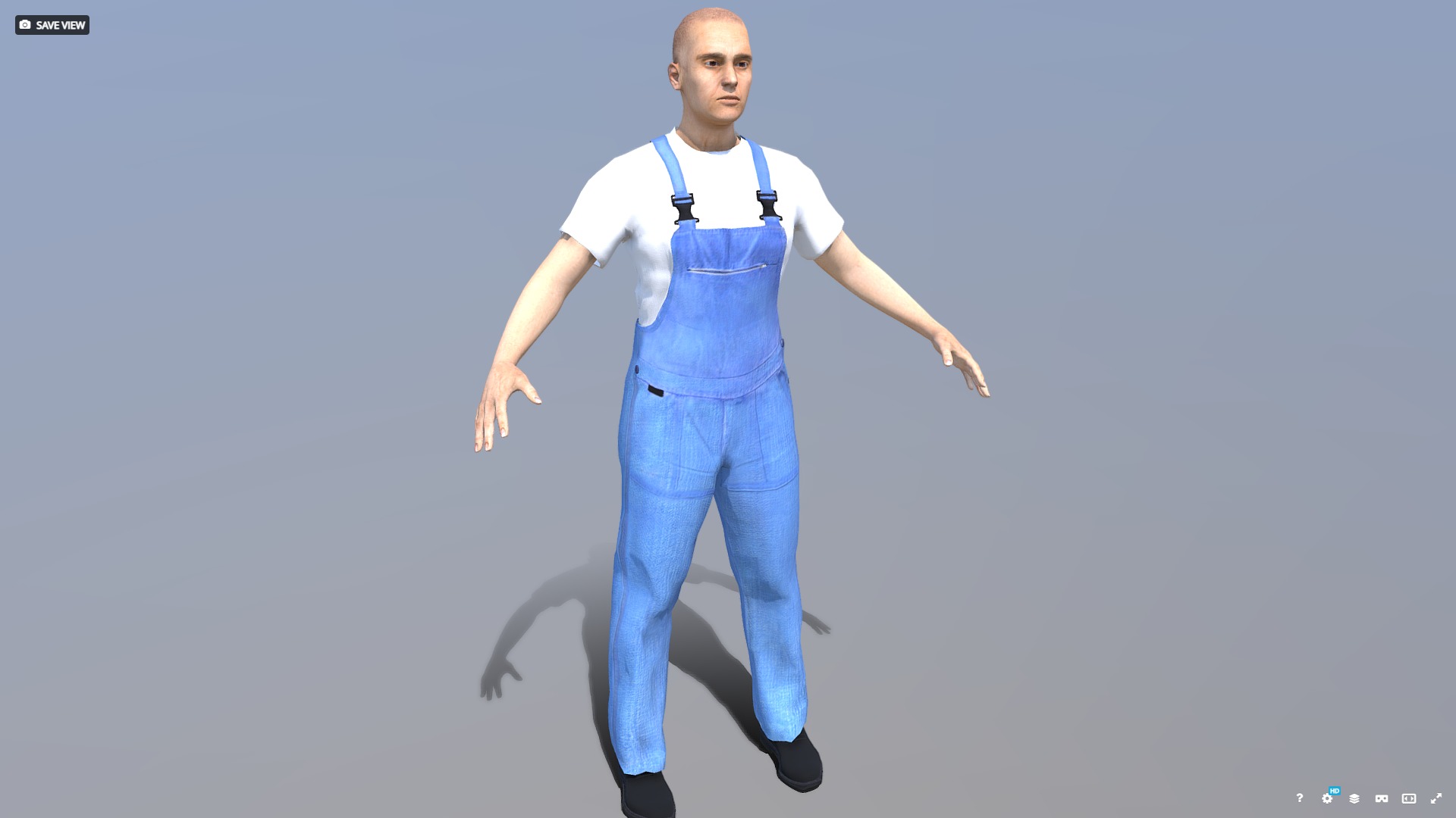 Farmer Man Worksuit Low-poly 3D model_6