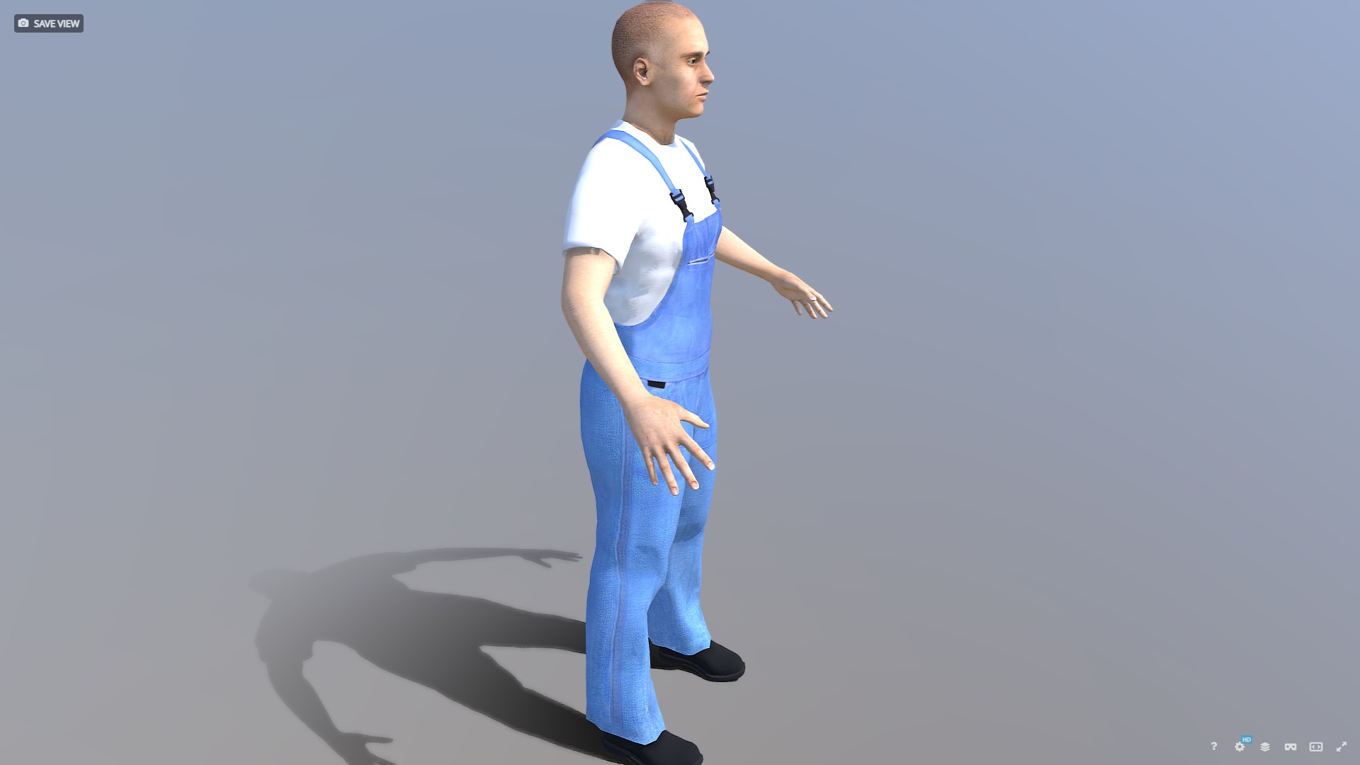 Farmer Man Worksuit Low-poly 3D model_7