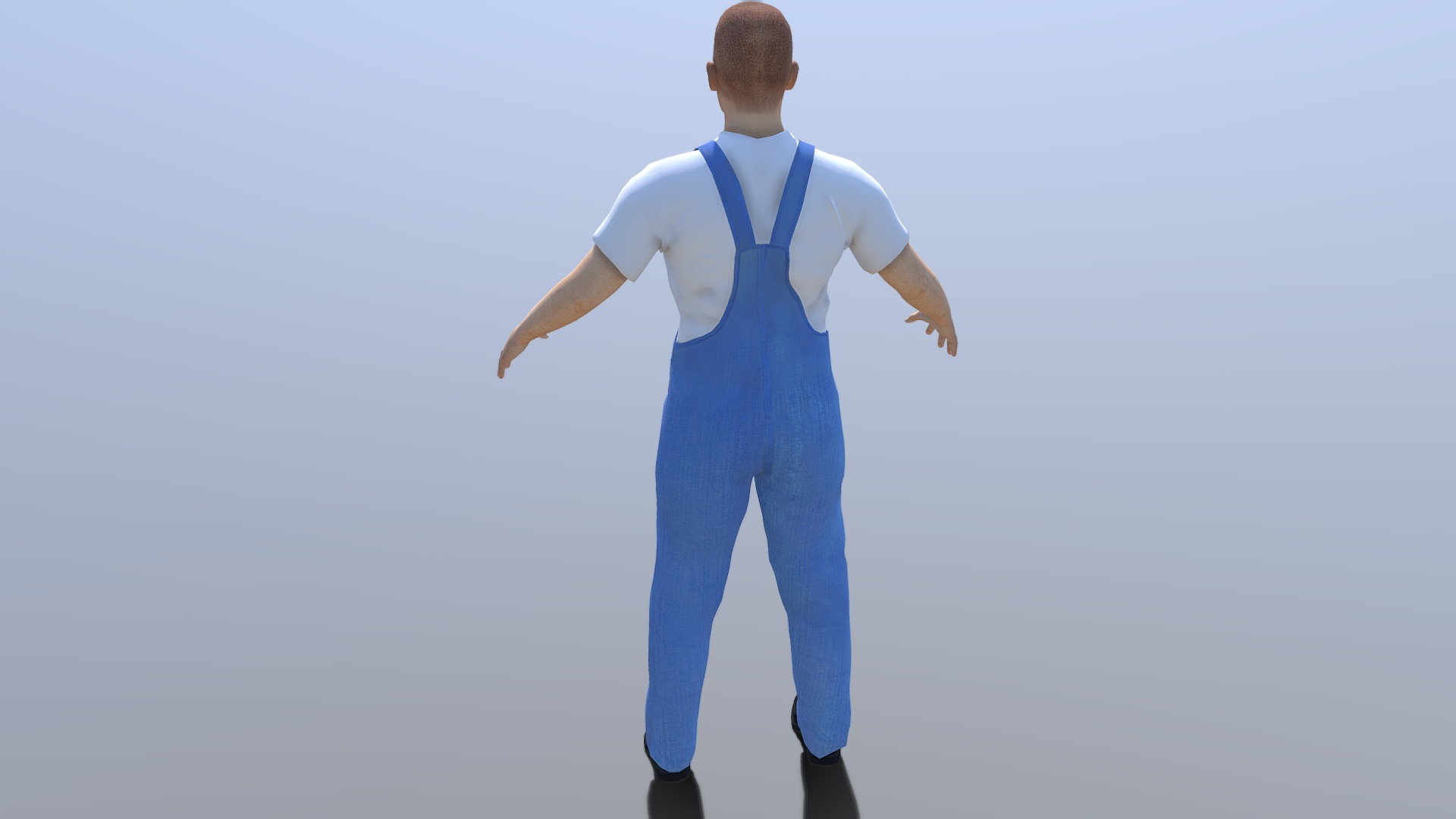 Farmer Man Worksuit Low-poly 3D model_2