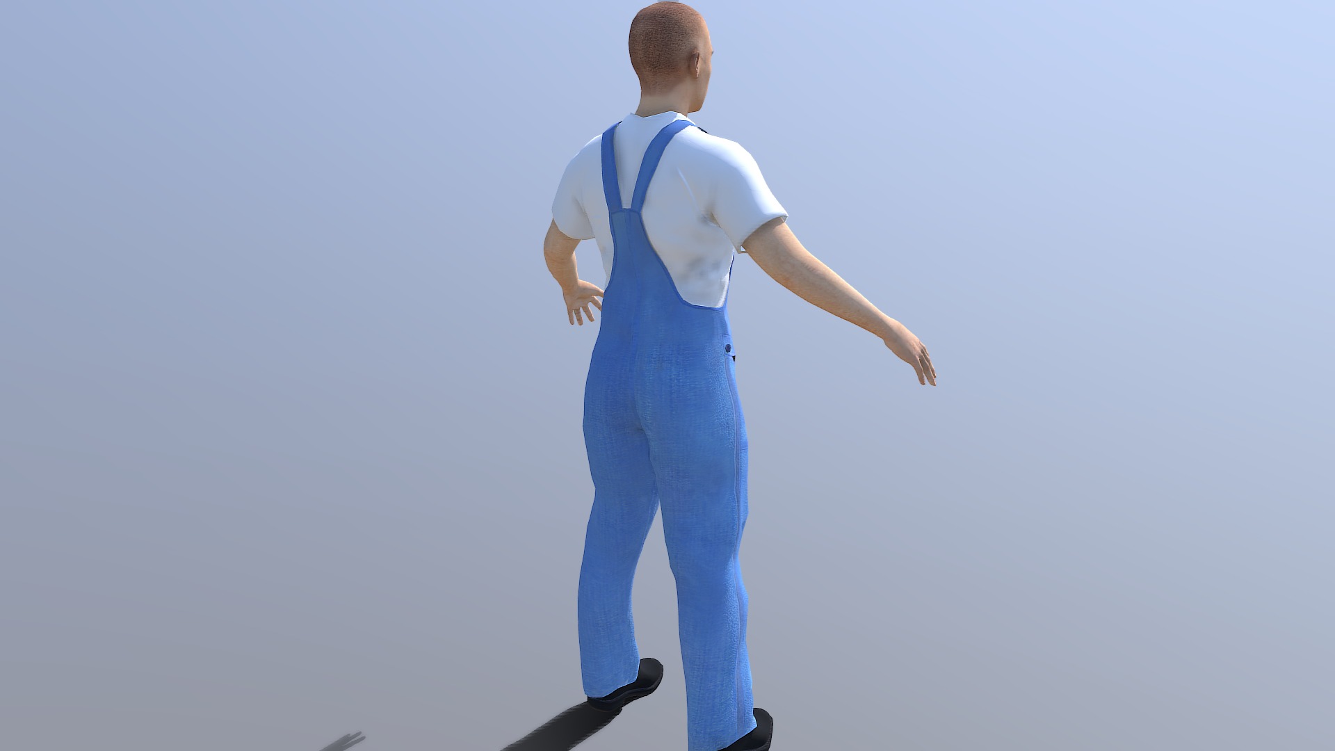 Farmer Man Worksuit Low-poly 3D model_1
