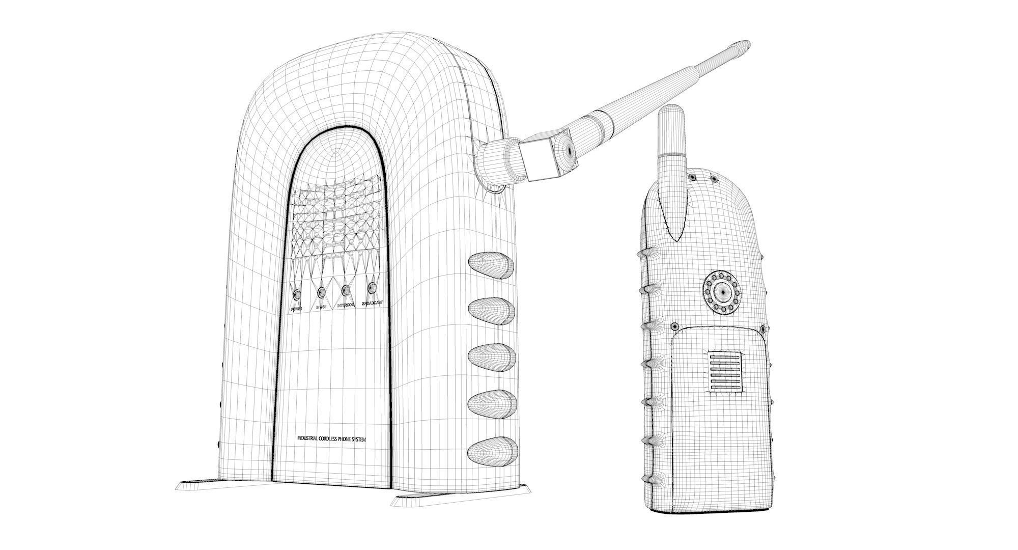 Industrial Cordless Phone System 3D model_14