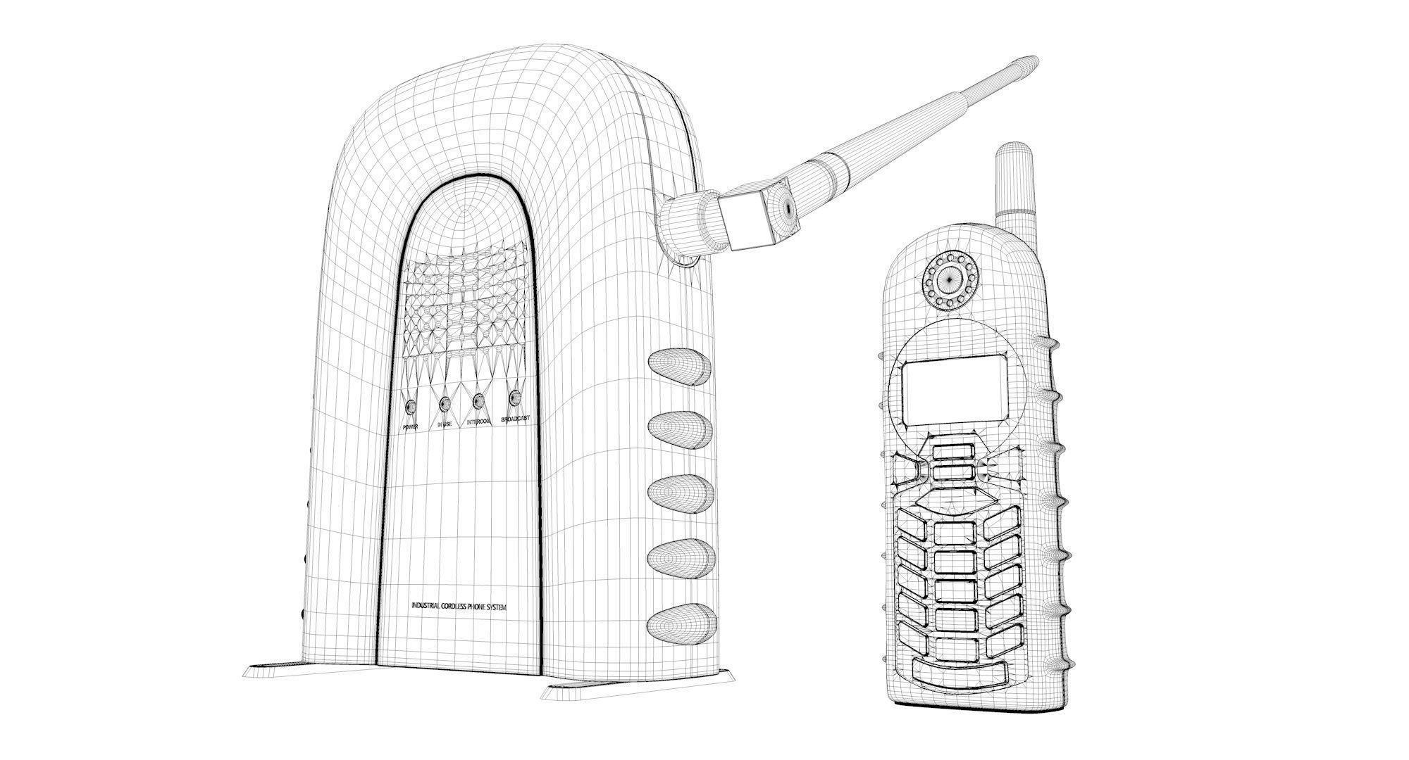 Industrial Cordless Phone System 3D model_13