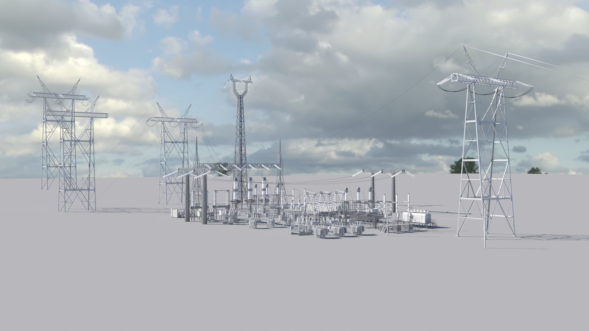Electric Power Sub Station 3D model_3
