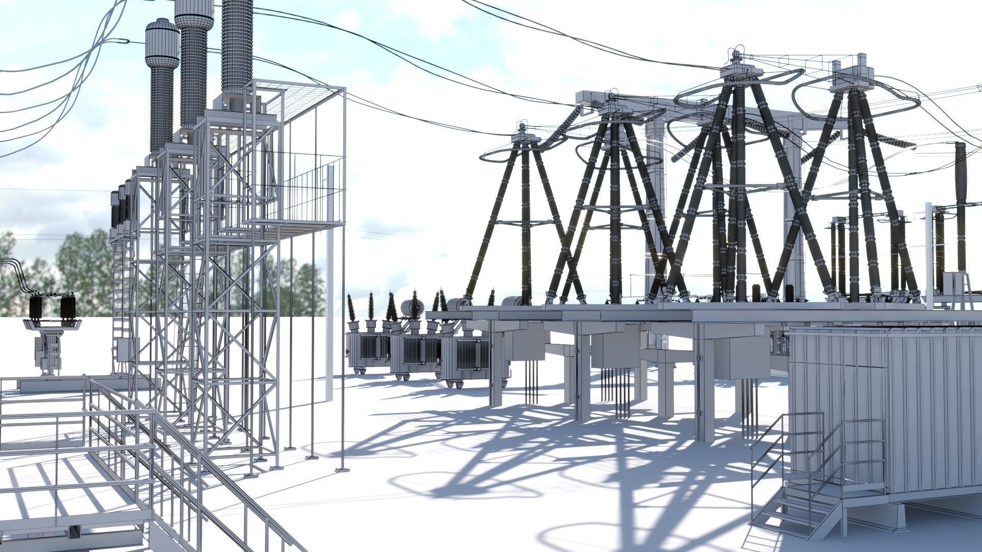 Electric Power Sub Station 3D model_6
