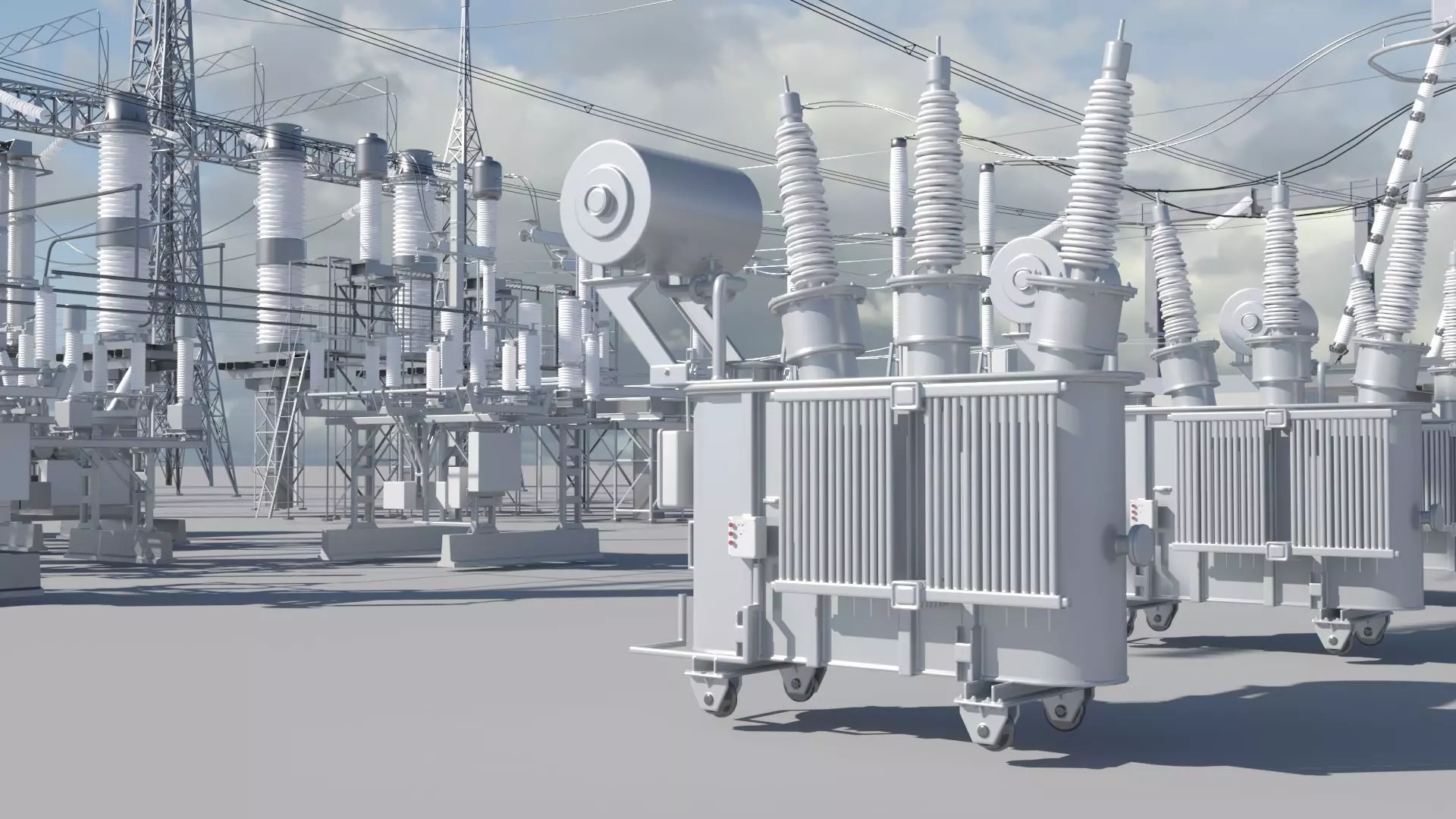 Electric Power Sub Station 3D model_0
