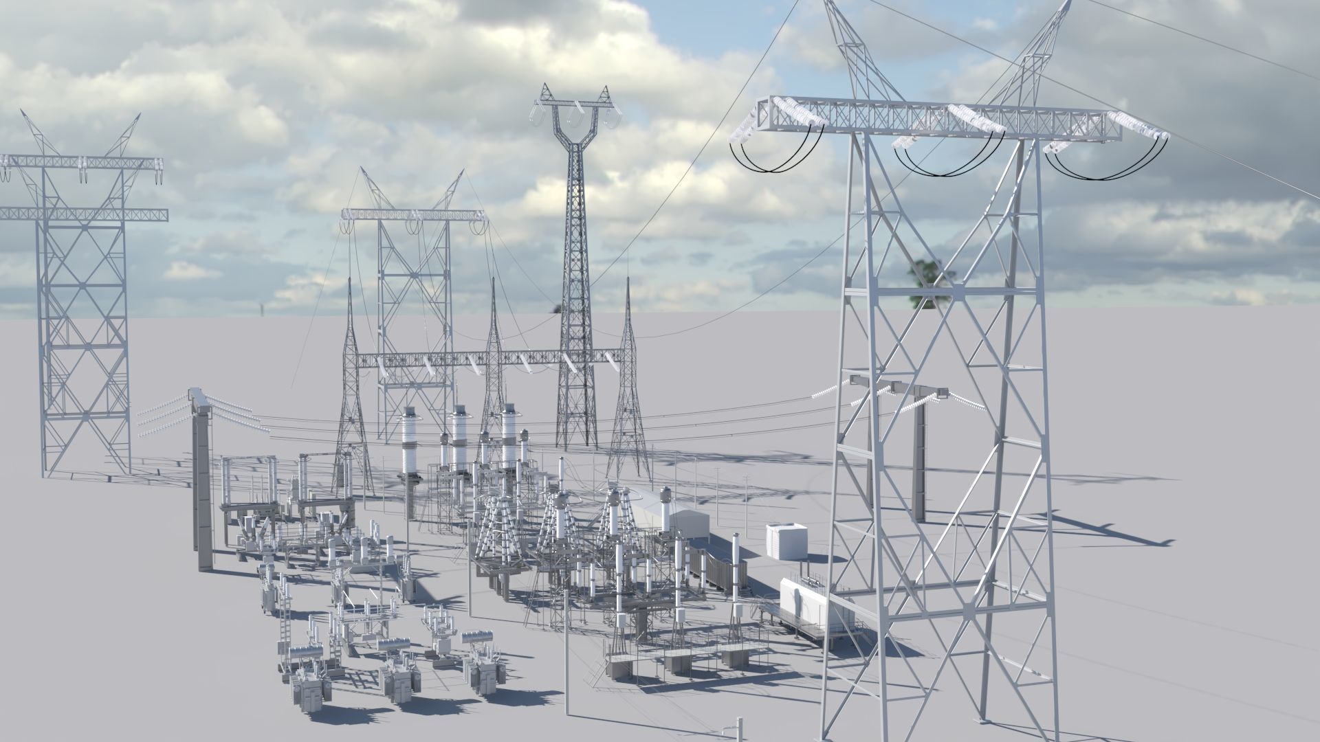 Electric Power Sub Station 3D model_5