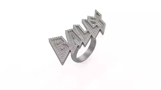 Model 1116 Bally Name Diamond Iced Out Ring 10 US Size