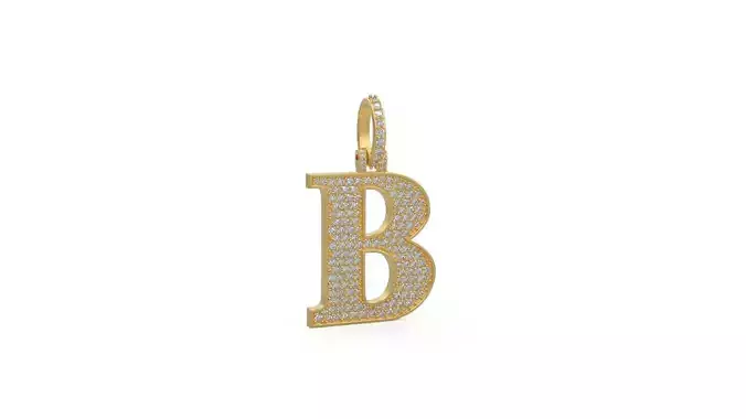 Model 1122 Letter B Iced Out Hip-Hop Initial Diamond Pendant