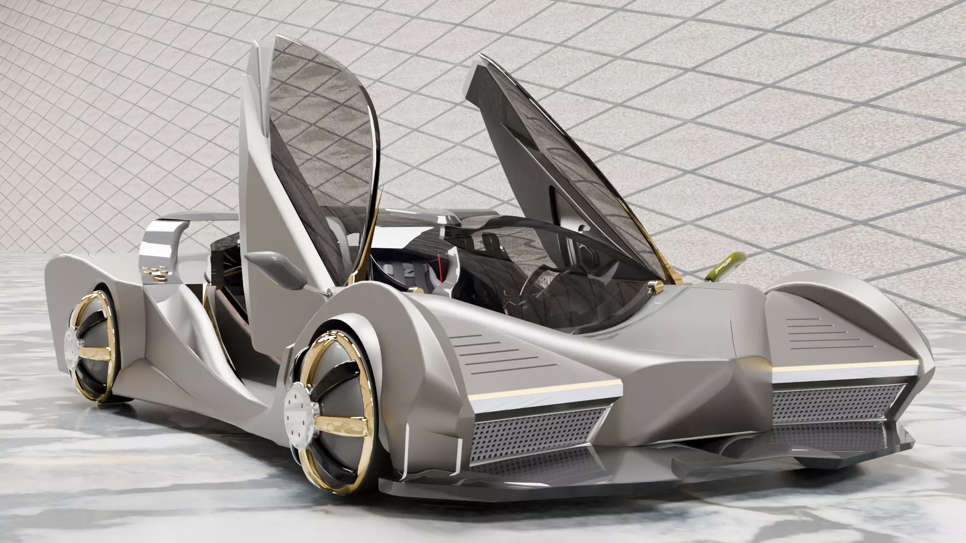 Titanium car 3D model_0