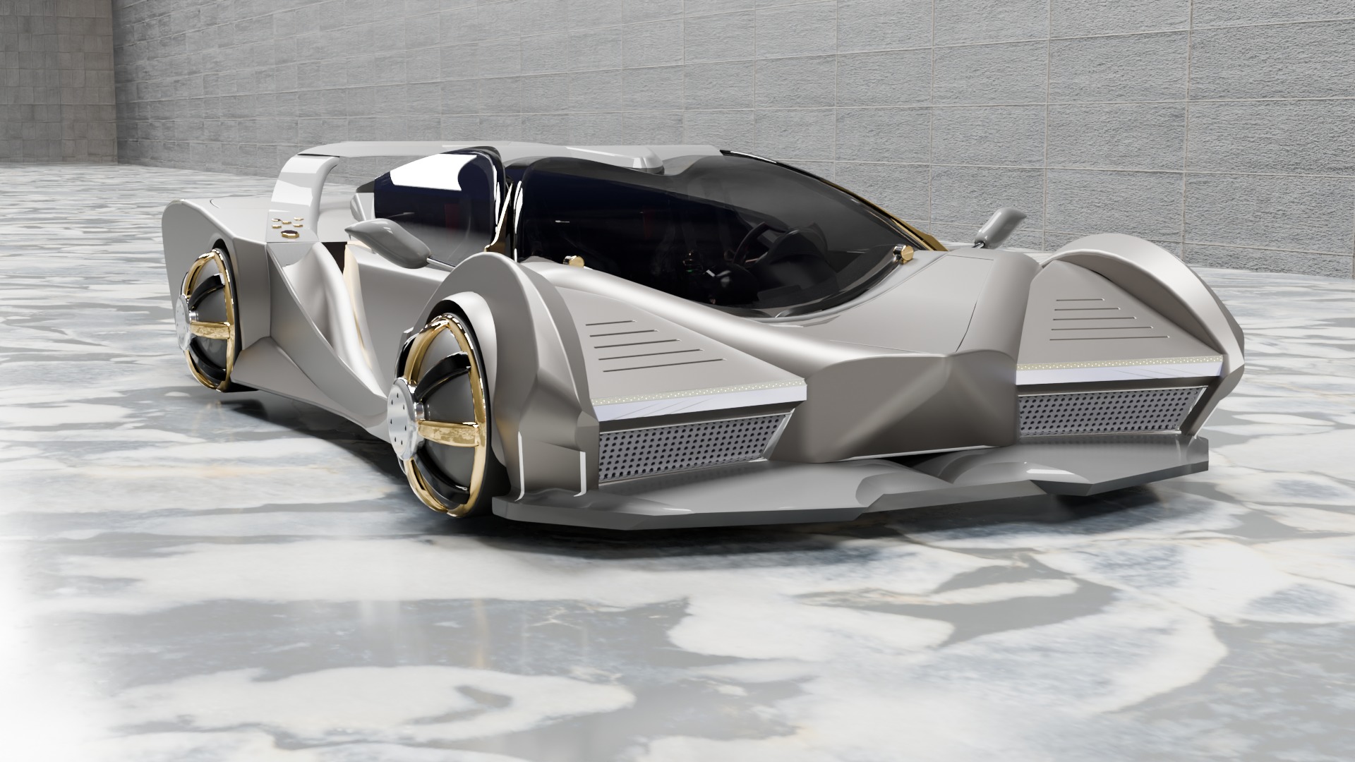 Titanium car 3D model_2