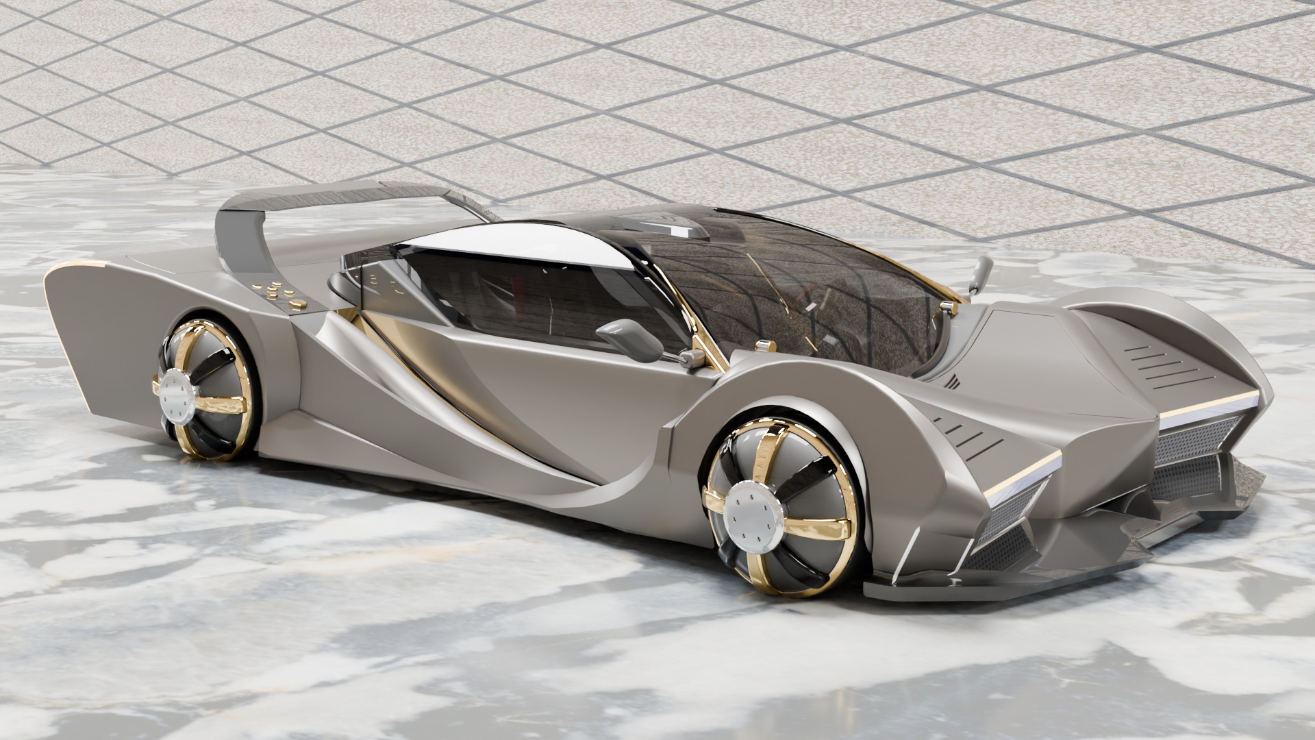 Titanium car 3D model_4