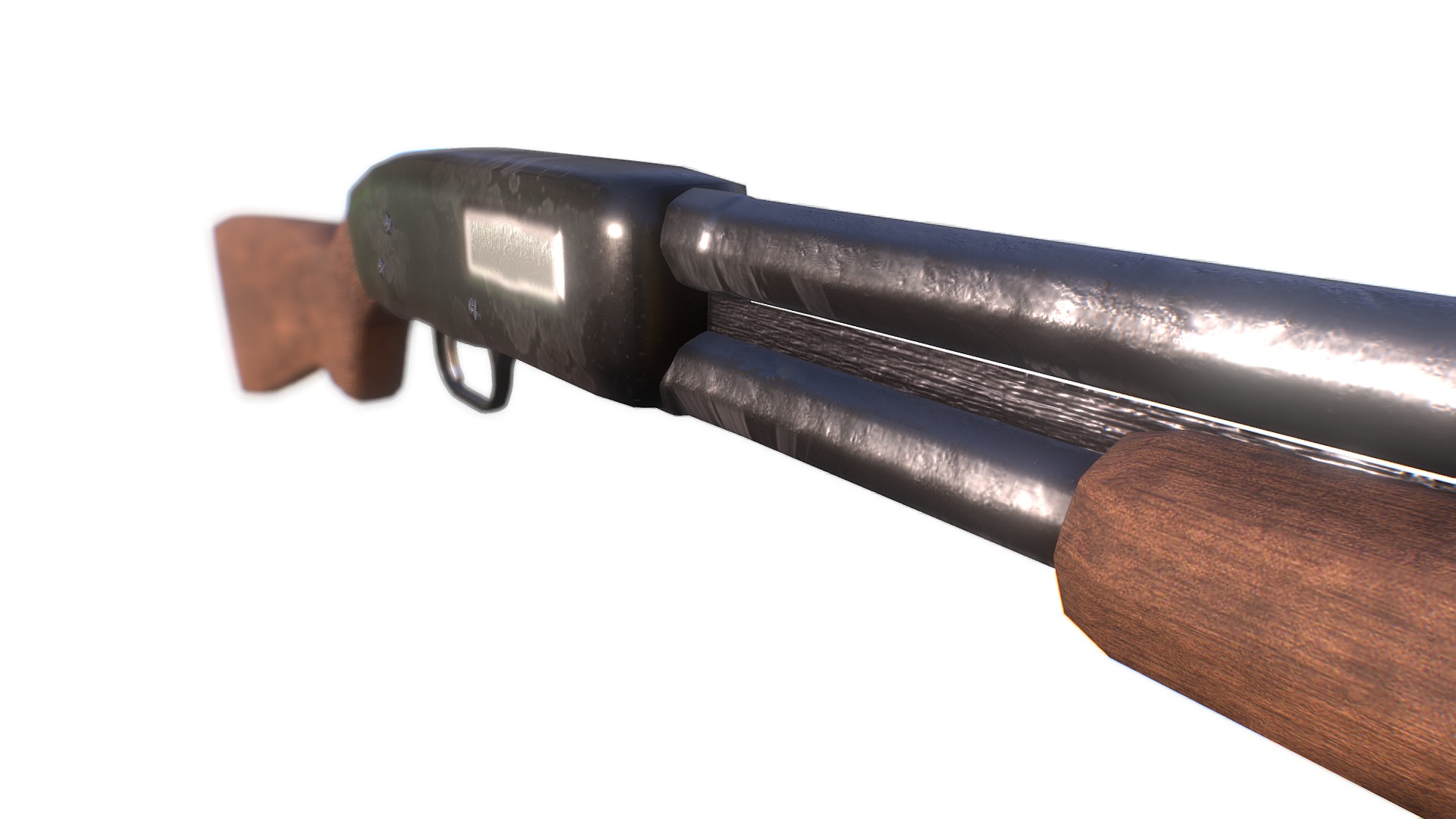 Shotgun Low-poly 3D model_9