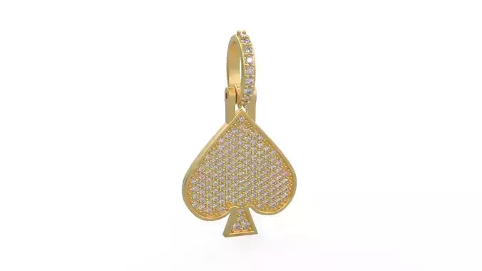 Model 1124 Playing Cards Spades Iced Out Pendant Medium 20mm
