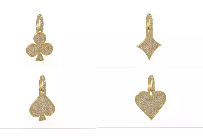 Playing Cards Pave Iced Out Pendant Medium 20mm